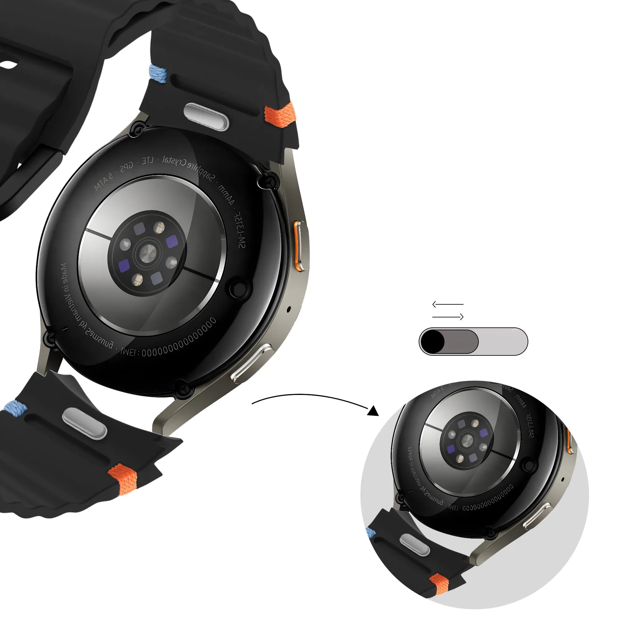 Bandz Bracelet Wave 'Easy Fit' Samsung Galaxy Watch 5 - 44mm (noir)