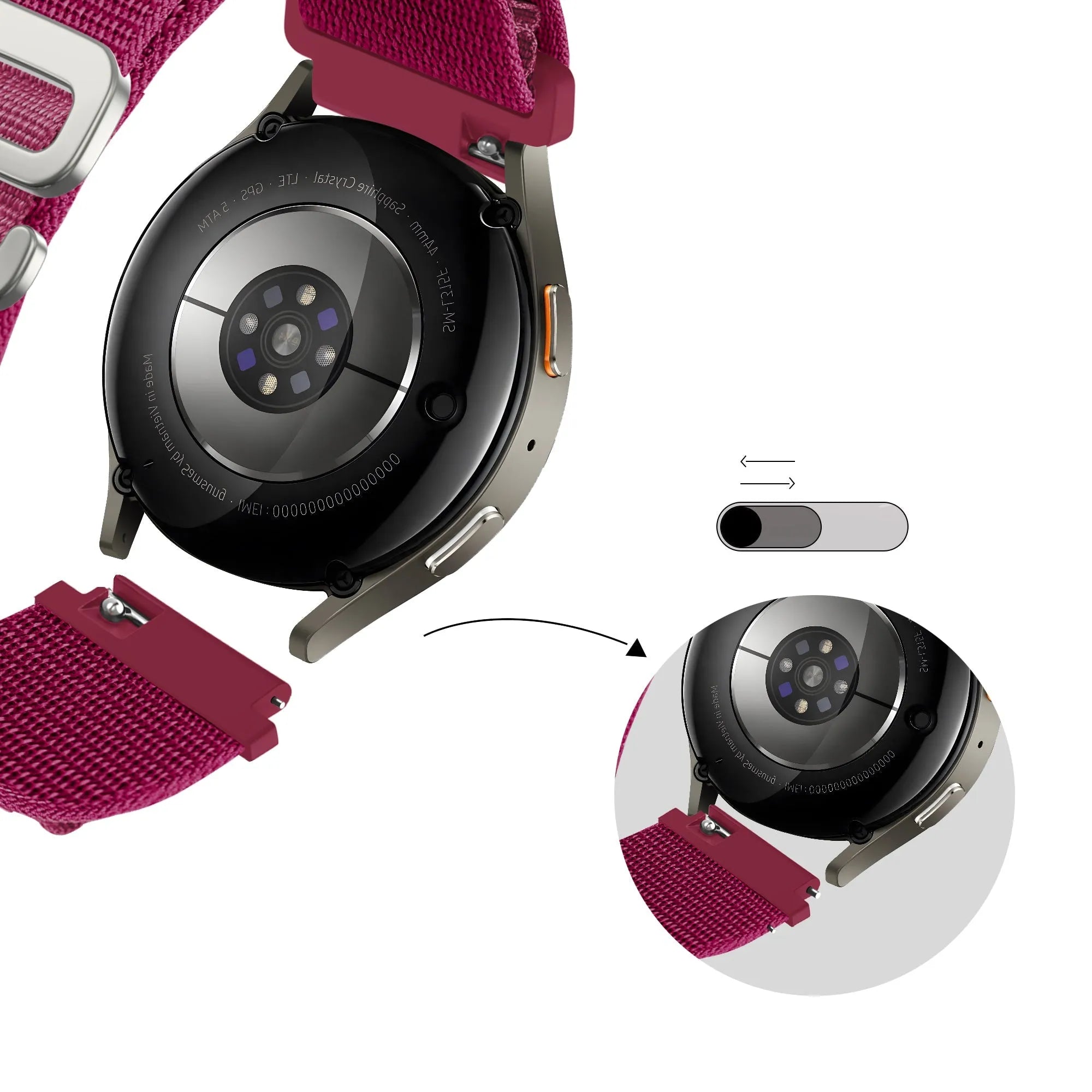 Bandz Bracelet nylon Alpine Amazfit GTS 2 (rose-rouge)