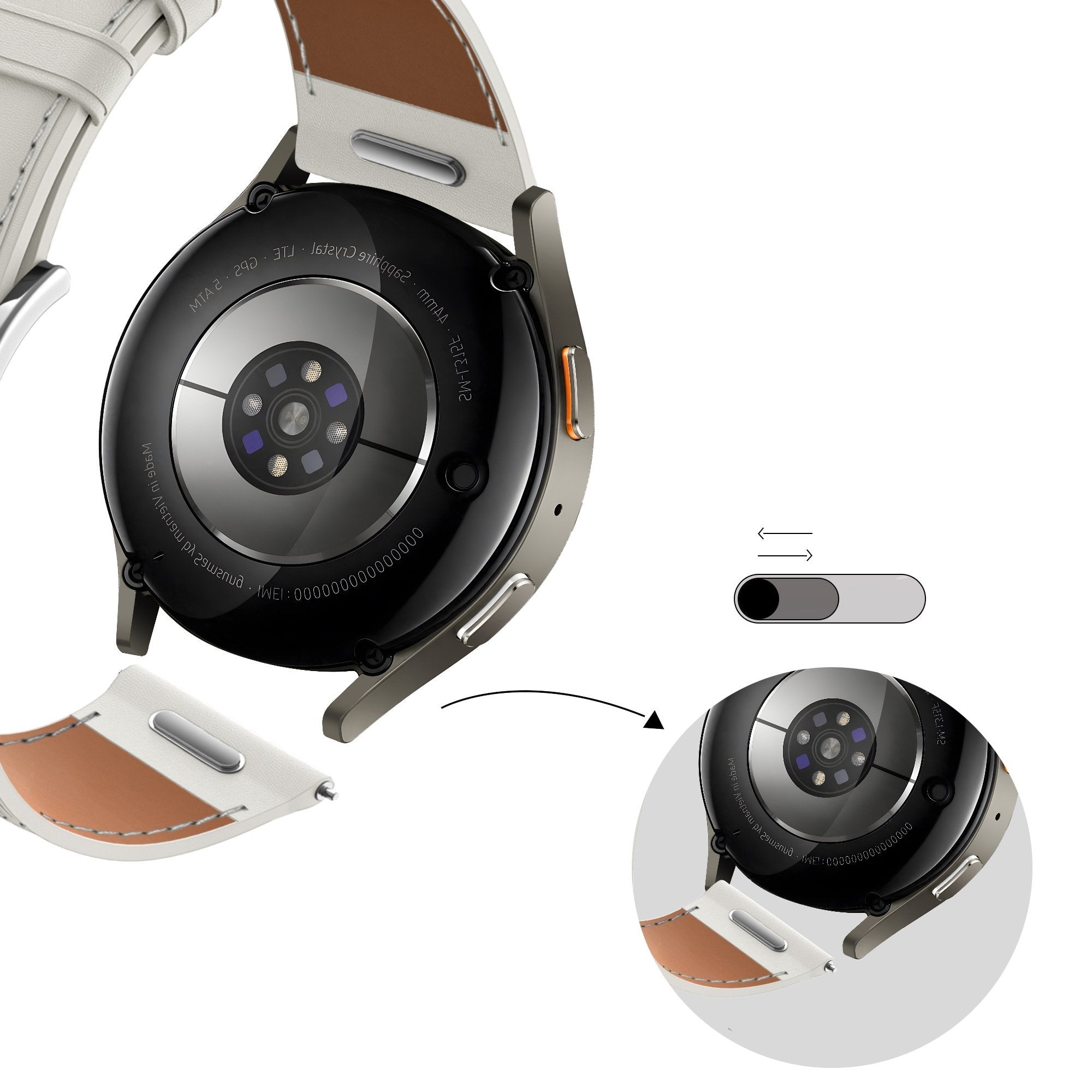 Bandz Bracelet cuir 'Easy Fit' Withings Steel HR - 36mm (blanc)