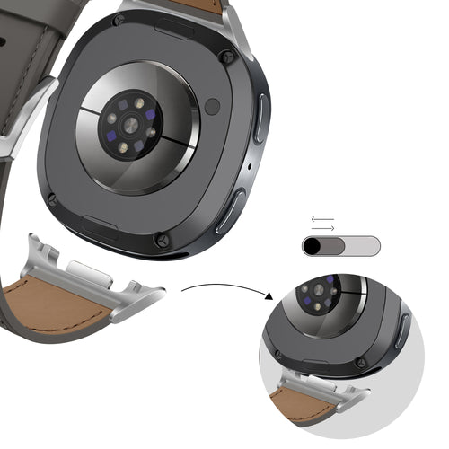Bandz Bracelet cuir 'Classic' Samsung Galaxy Watch 8 - 40mm (gris foncé)