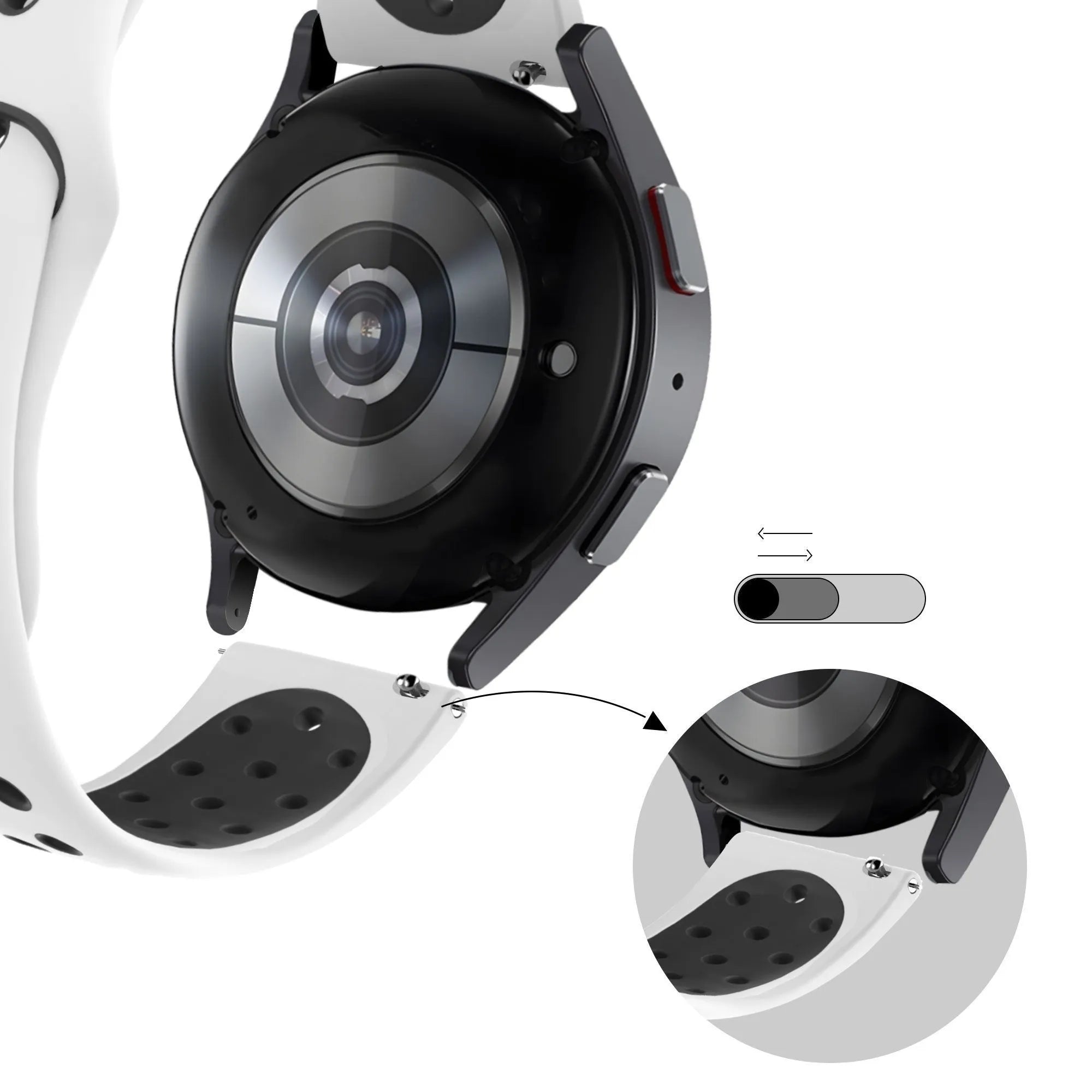 Bandz Pebble Round 2 - 20mm Sport Strap 'Deluxe' (White/Black)