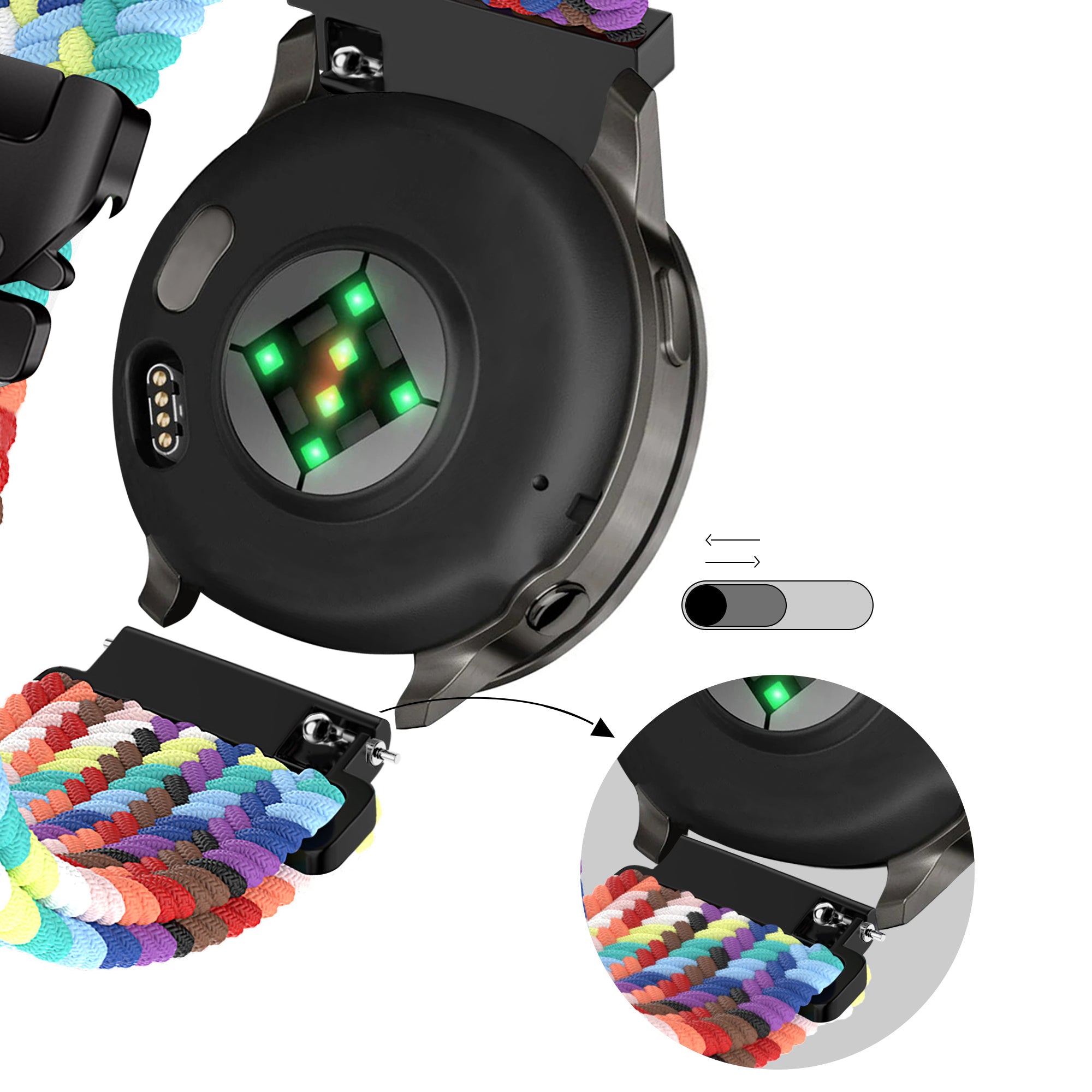 Bandz Bracelet tressé 'Parachute' Garmin Venu 4 - 41mm (arc-en-ciel)