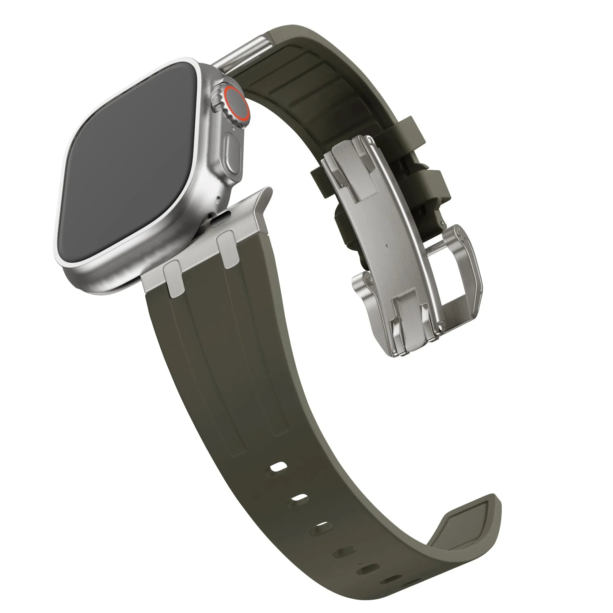 Bandz Bracelet silicone 'Luxe Liquid' Apple Watch (marron/titane)