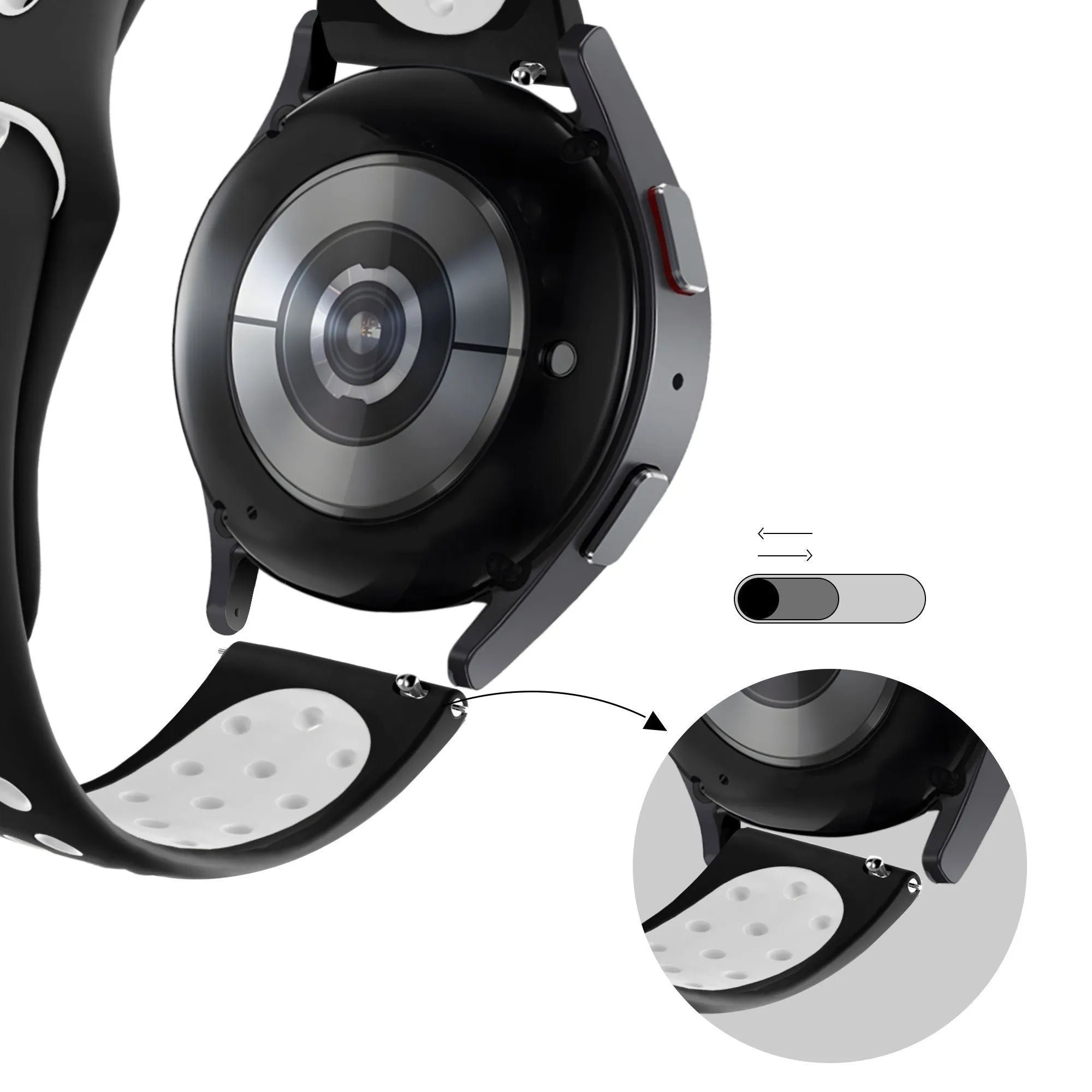 Bandz Levowatch Tiny Sport Strap 'Deluxe' (Black/White)