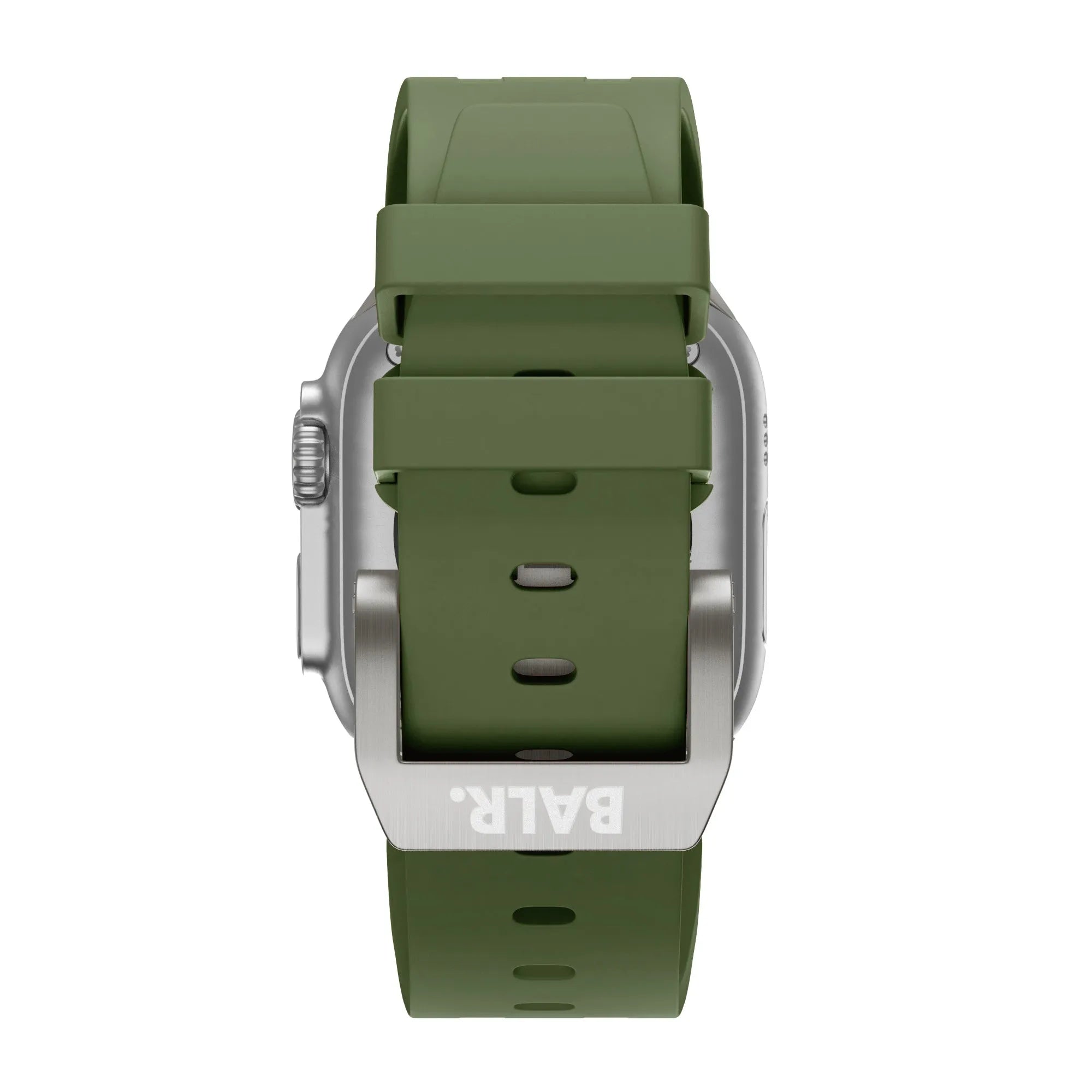 BALR. Bracelet silicone Apple Watch Ultra Liquid (vert/titane)