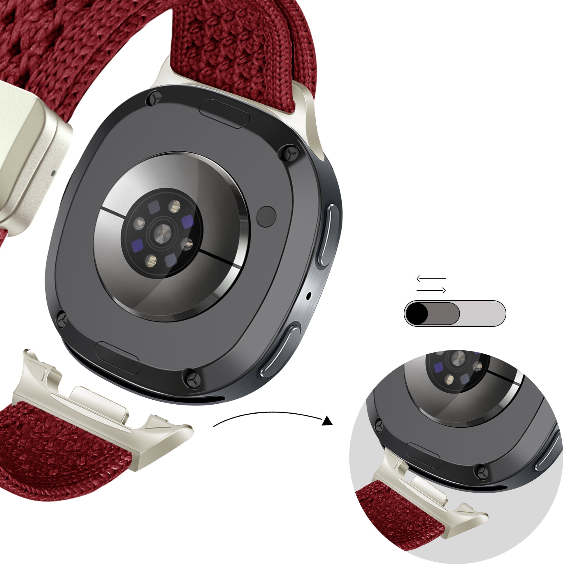 Bandz Bracelet nylon Vintage Samsung Galaxy Watch 8 - 40mm (bordeaux)
