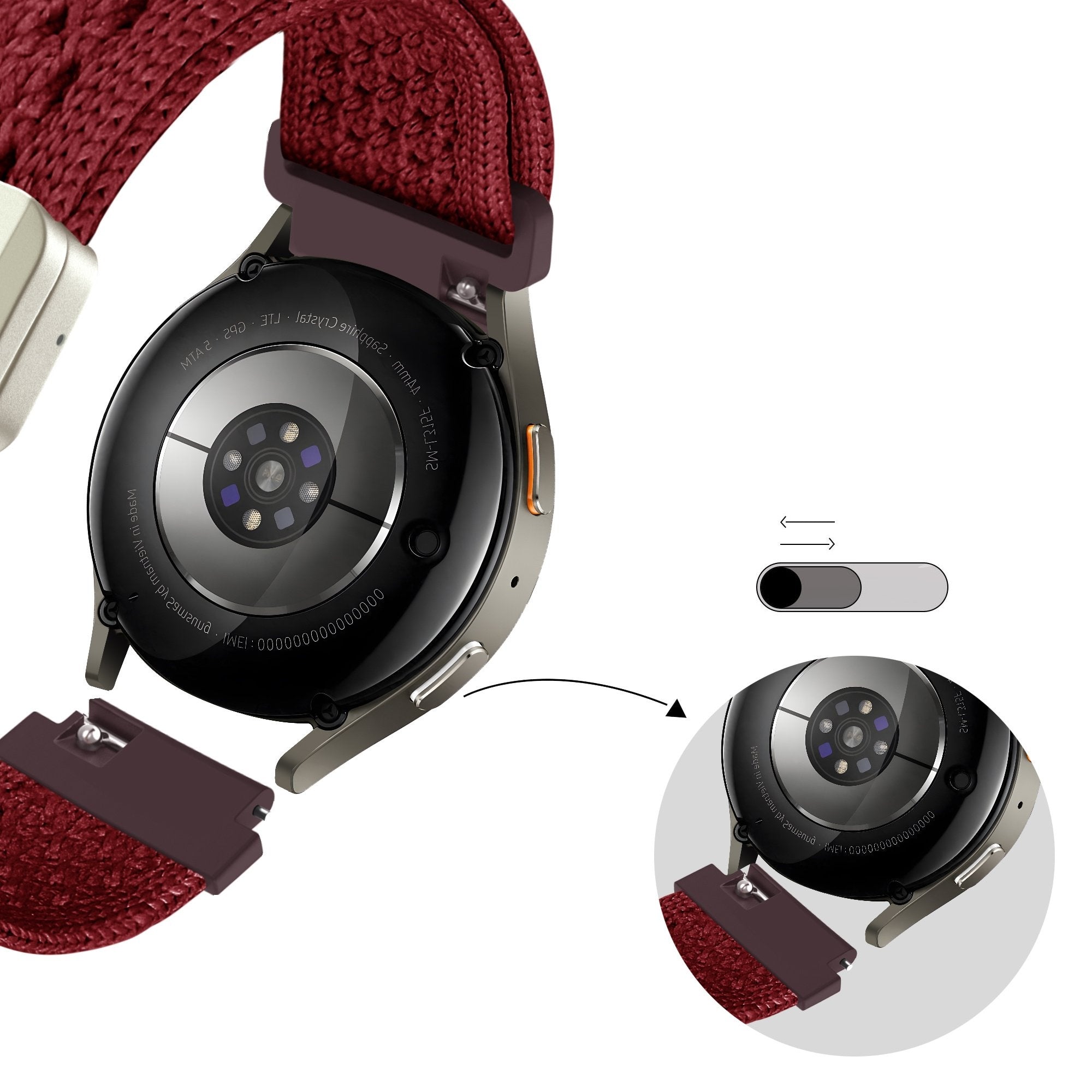 Bandz Bracelet nylon Vintage Samsung Galaxy Watch 6 - 44mm (bordeaux)