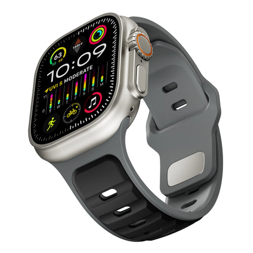 Bracelet silicone outdoor pour Apple Watch (noir/gris)