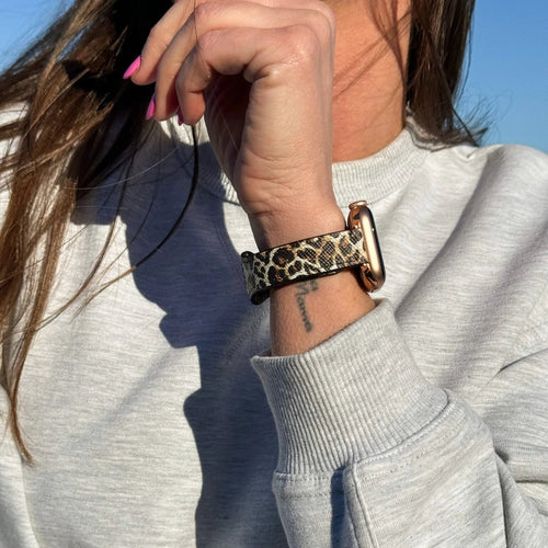 Bracelet cuir Apple Watch (léopard)
