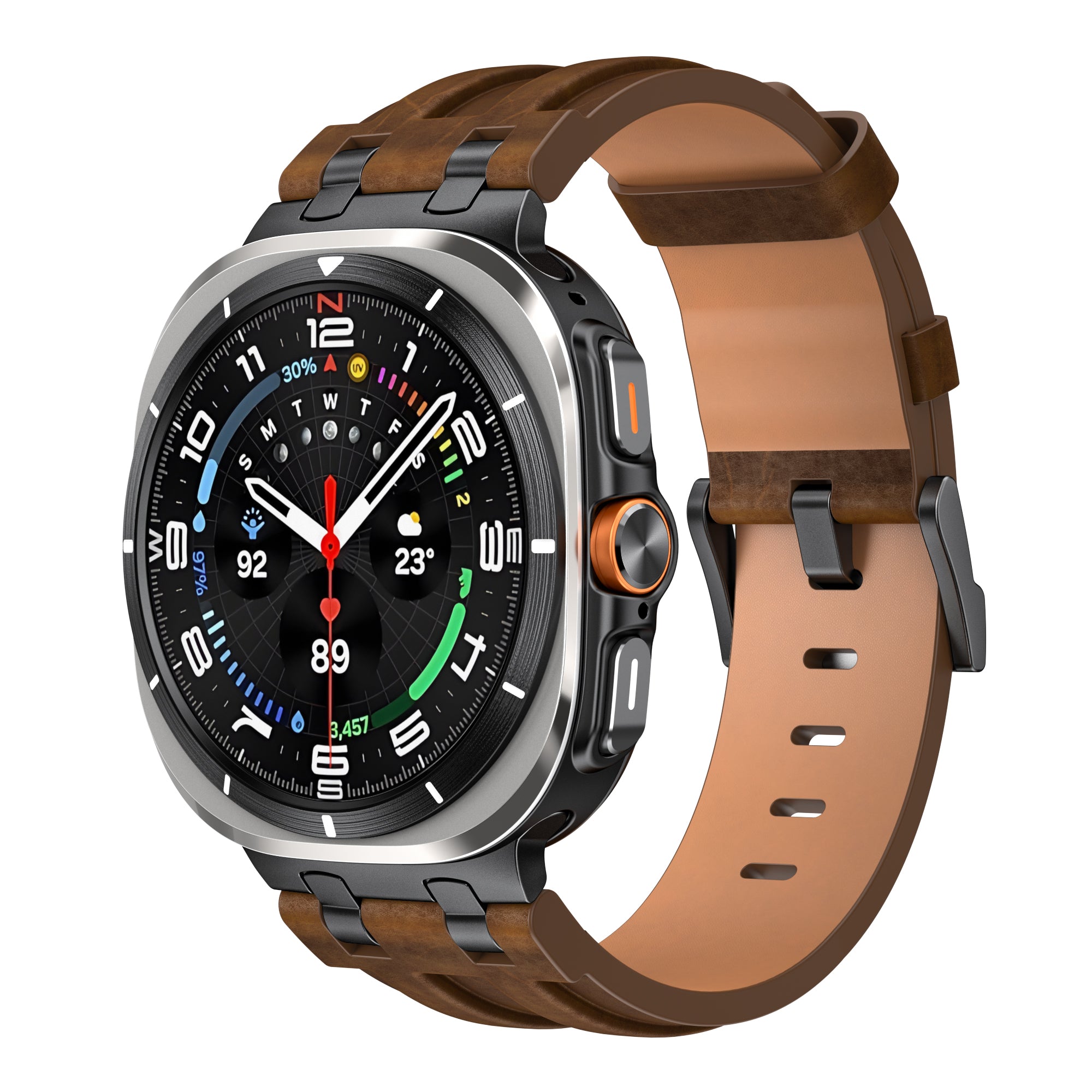 Bracelet cuir solide Samsung Galaxy Watch Ultra (marron foncé)