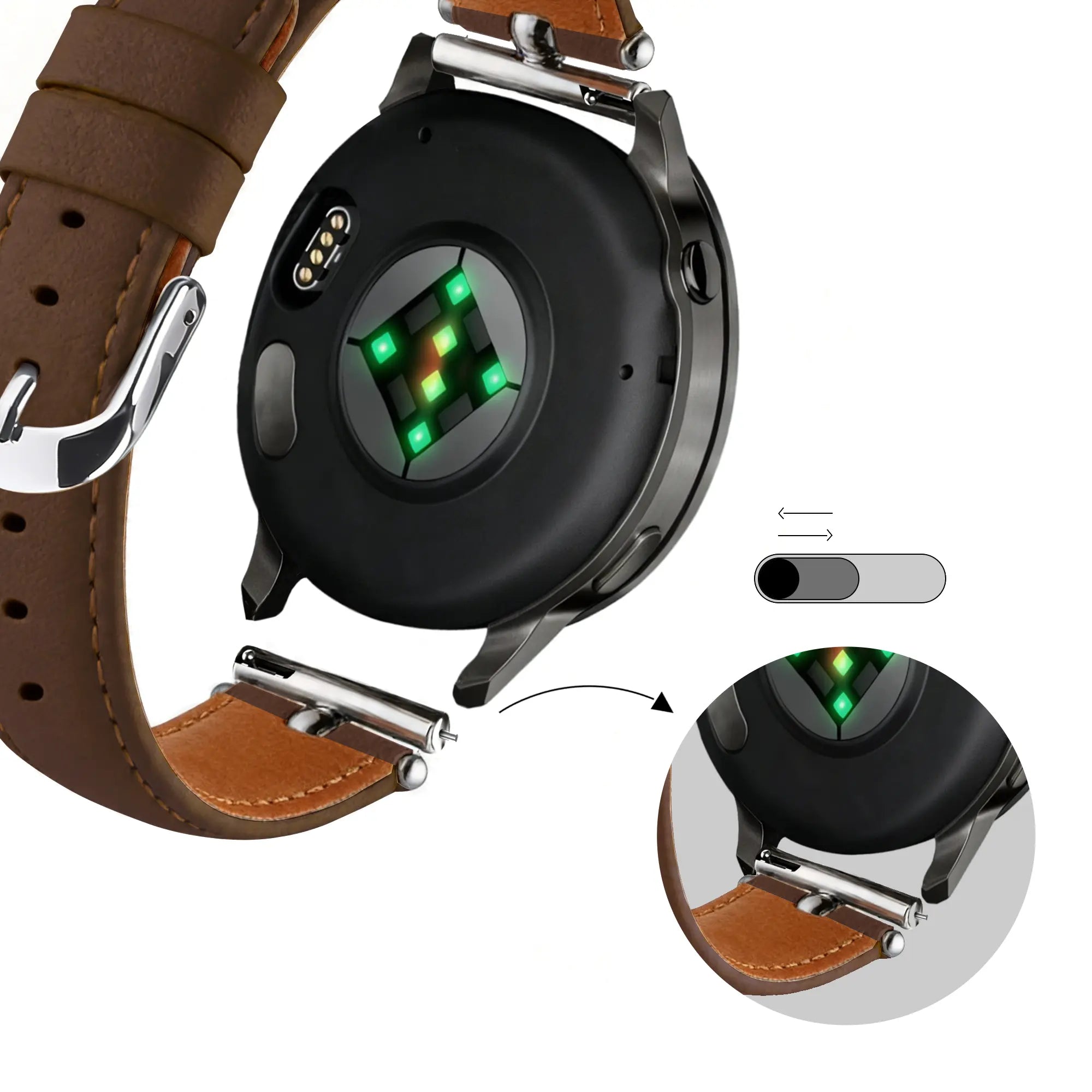 Bandz Garmin Venu SQ 2 Leather Strap 'Bullet' (Brown)
