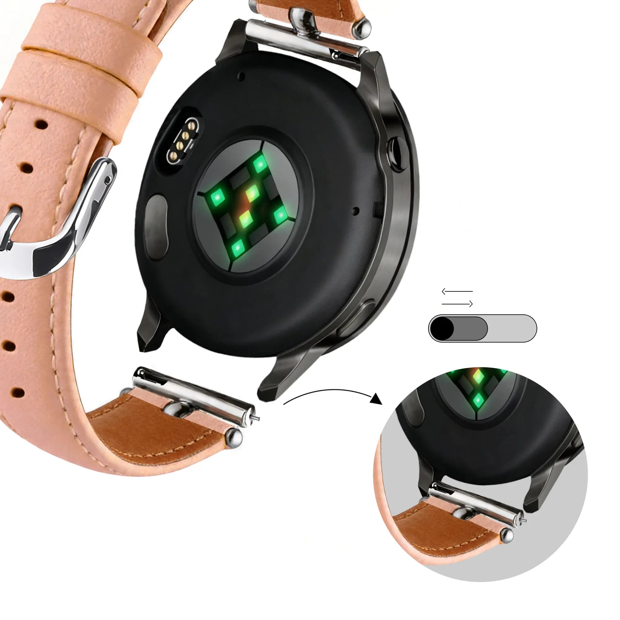 Bandz Garmin Vivoactive 6 Leather Strap 'Bullet' (Pink)