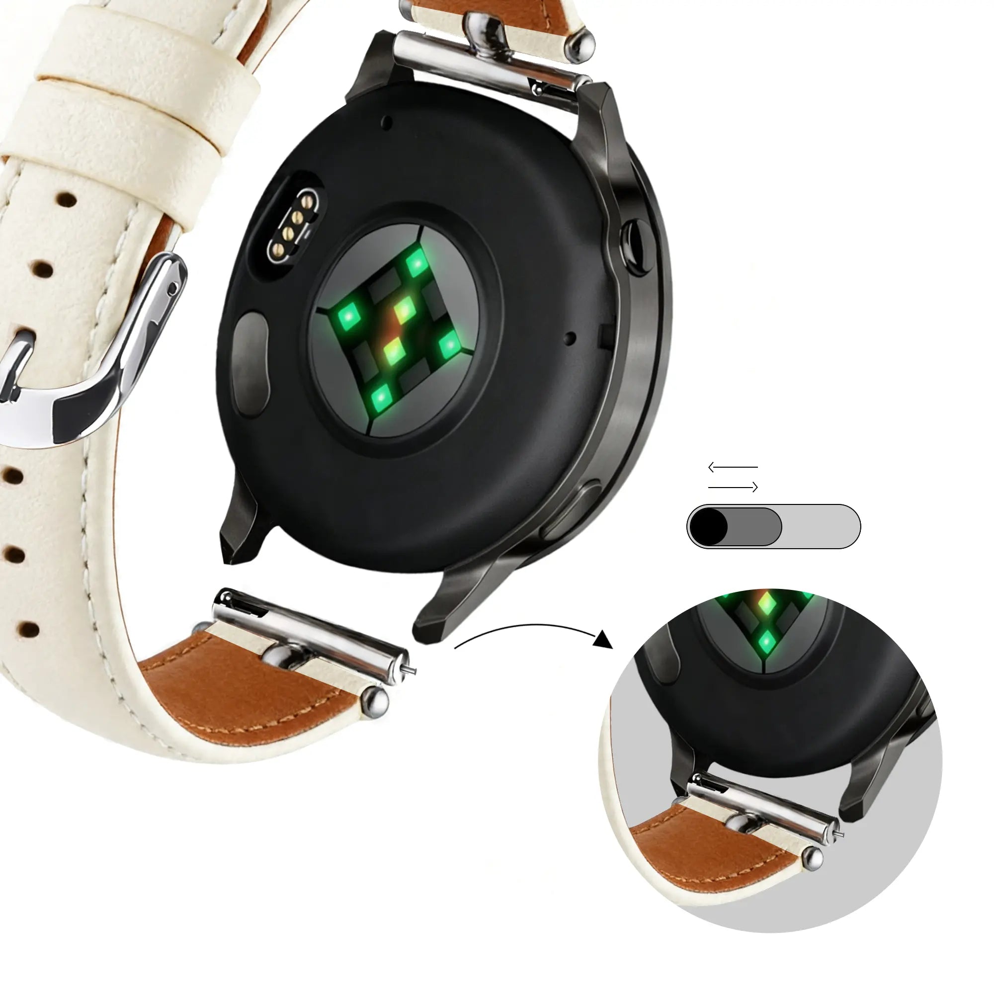 Bandz Bracelet cuir 'Bullet' Amazfit Active 2 (blanc)