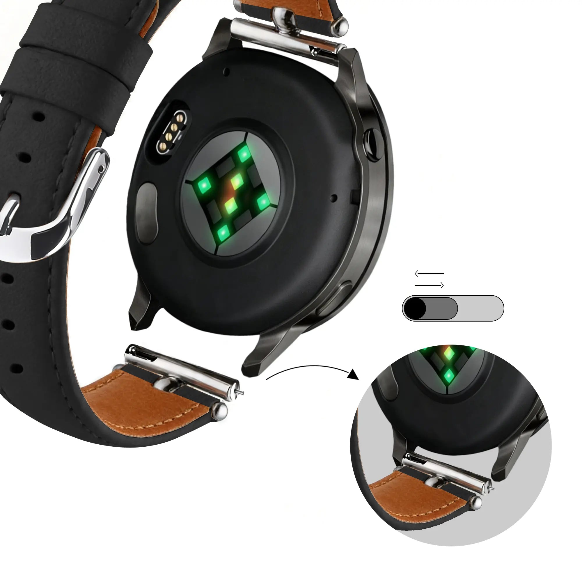 Bandz Polar Ignite Leather Strap 'Bullet' (Black)