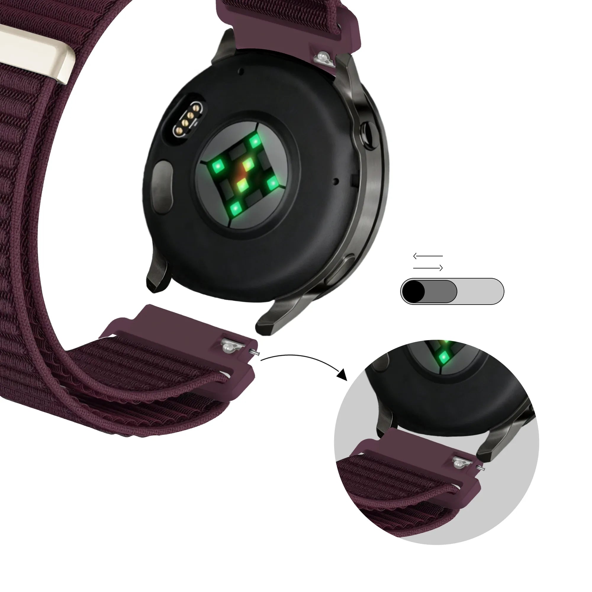 Bandz Bracelet nylon ondulé Garmin Venu (violet foncé)