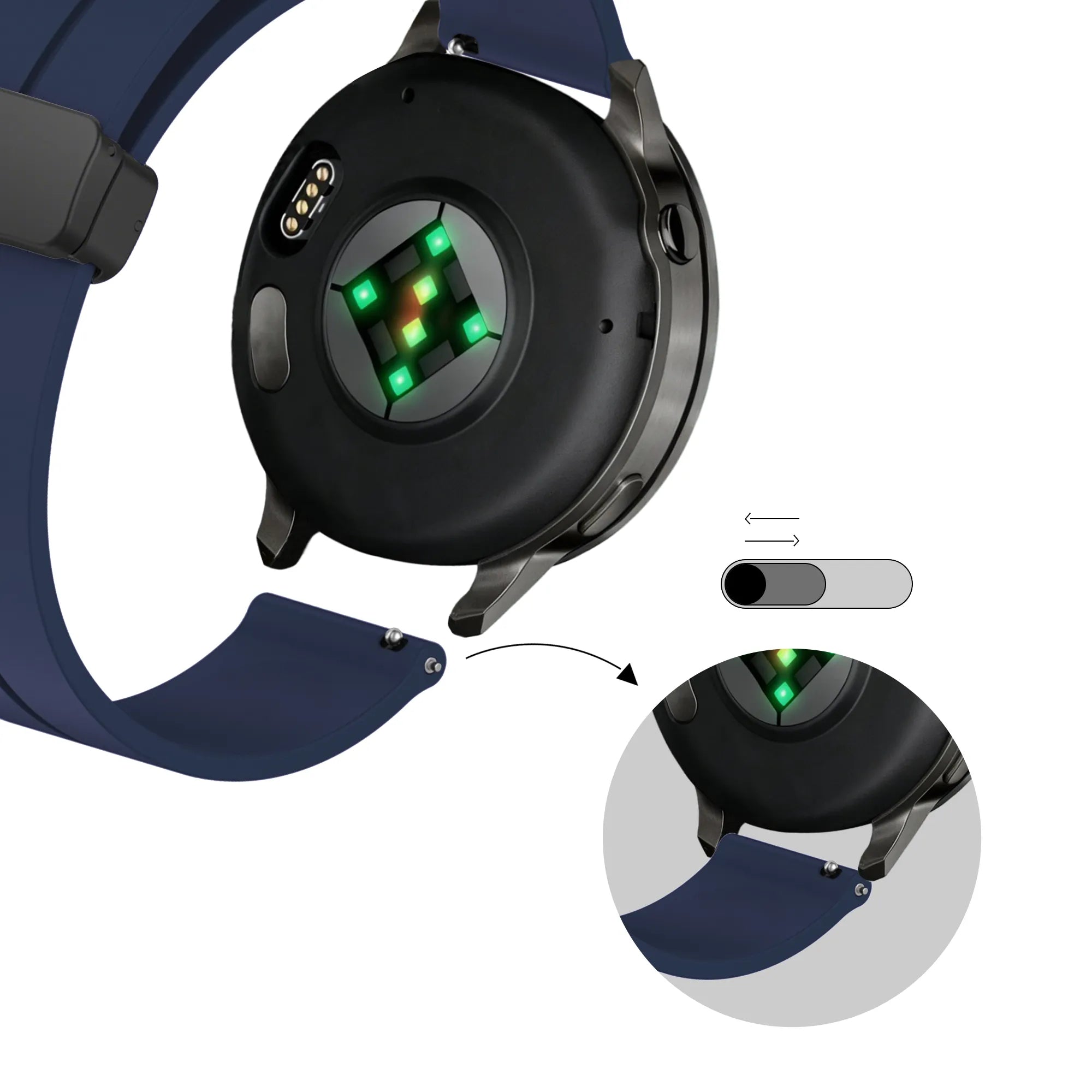 Bandz Bracelet silicone avec boucle en D Garmin Vivomove 3 (bleu foncé)