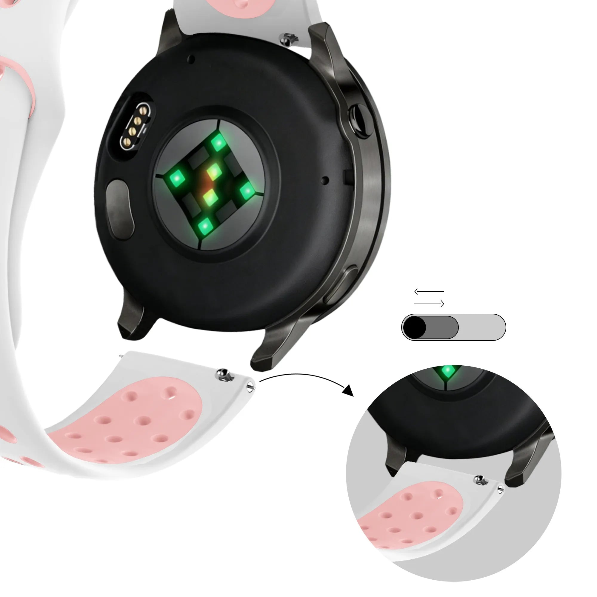 Bandz Bracelet sport 'Deluxe' Garmin Vivomove 3 (blanc/rose)