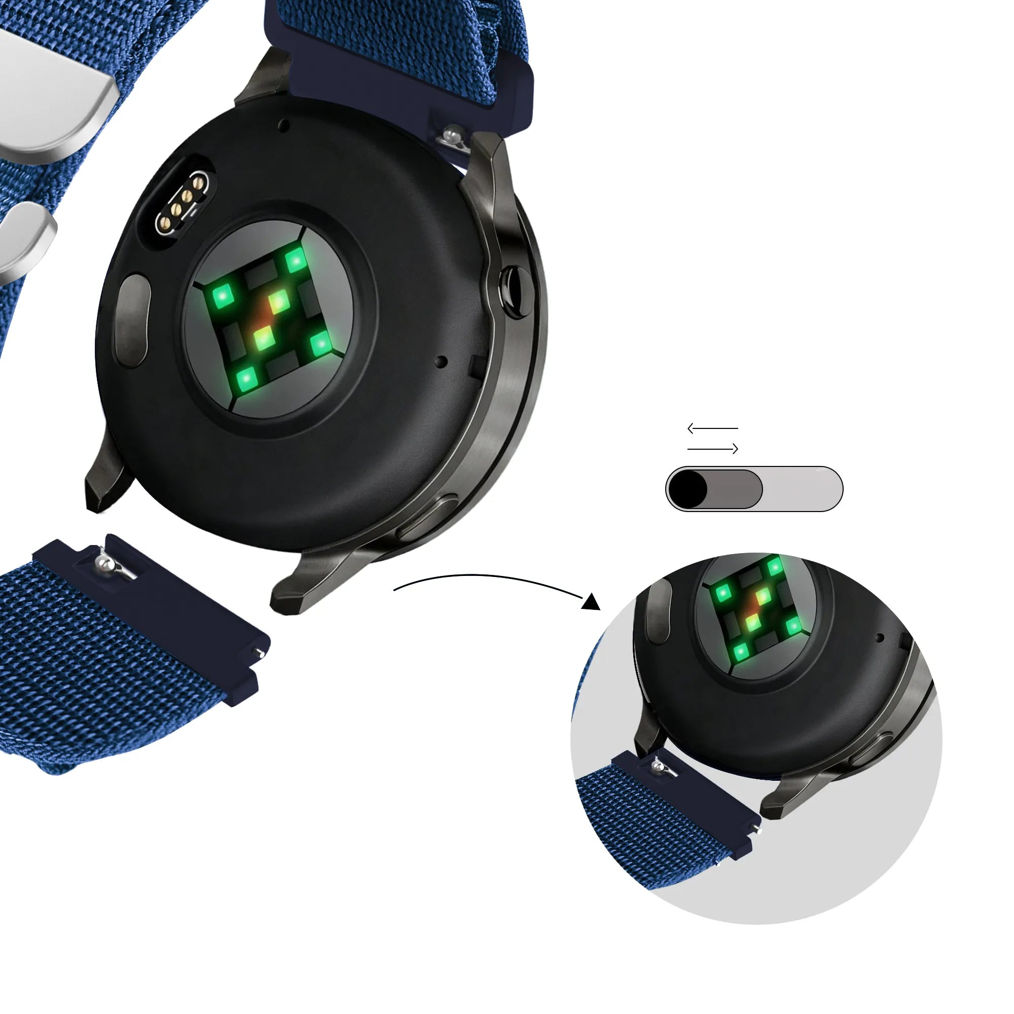 Bandz Bracelet nylon Alpine Garmin Vivoactive 6 (bleu)