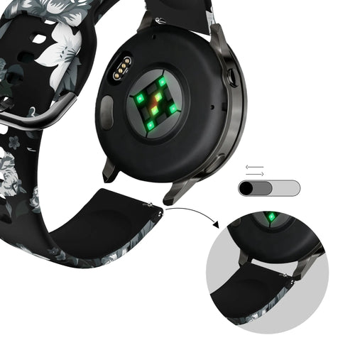 Bandz Bracelet silicone Garmin Forerunner 255s 'Fleurs grises'
