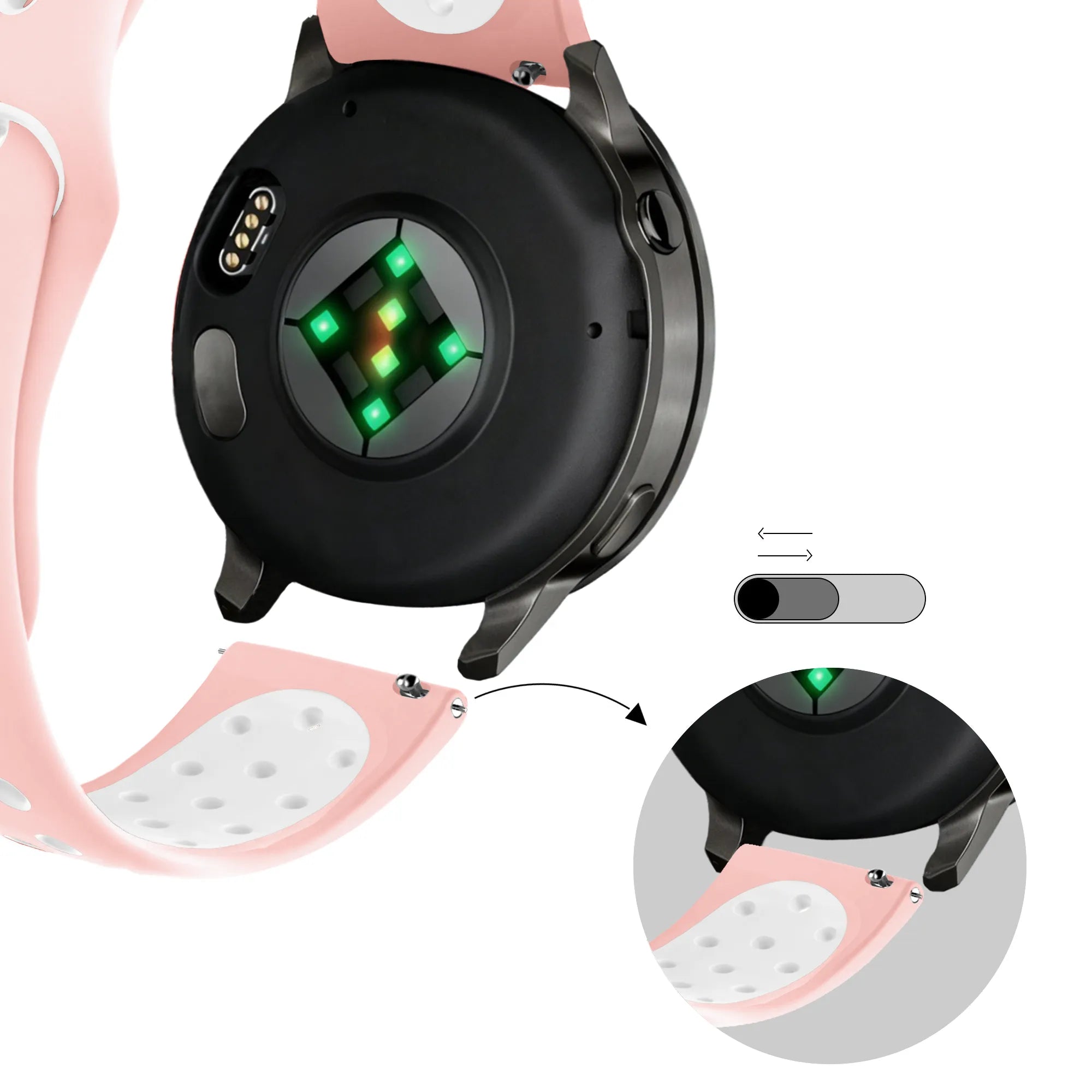 Bandz Bracelet sport 'Deluxe' Garmin Vivomove 3 (rose/blanc)
