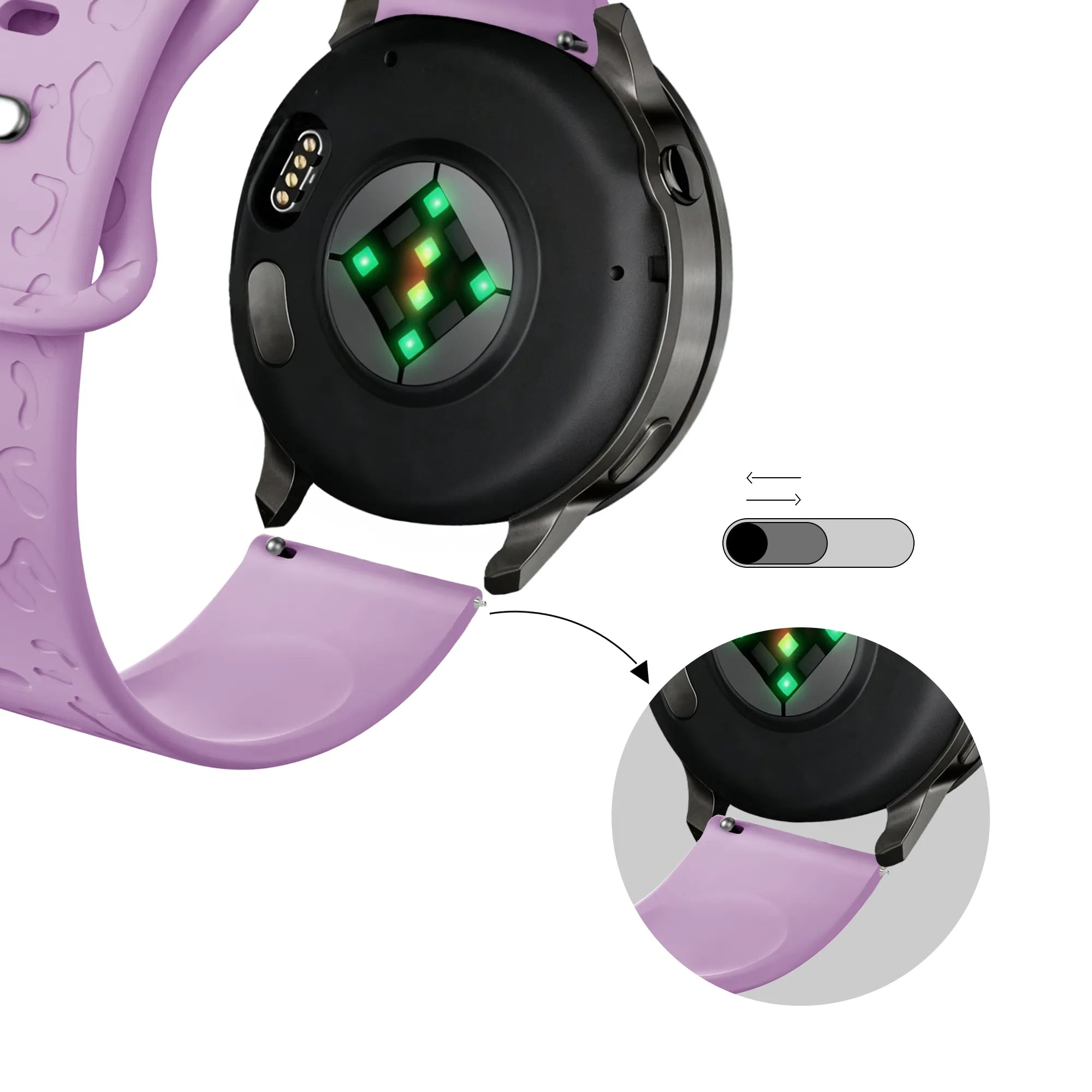 Bandz Bracelet silicone 'Léopard' Garmin Venu SQ 2 (mauve)