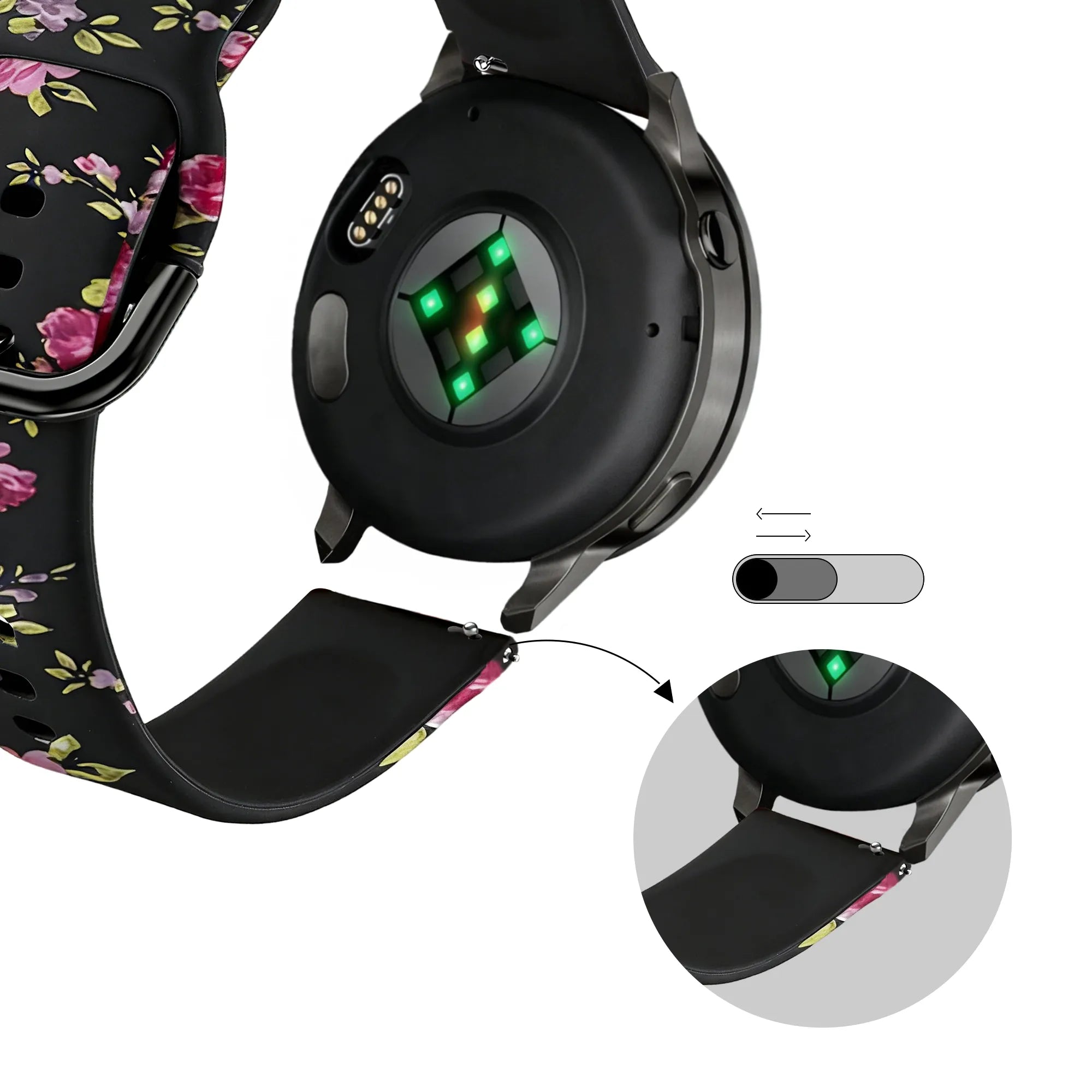 Bandz Bracelet silicone 'Fleur rose' Garmin Vivoactive 6