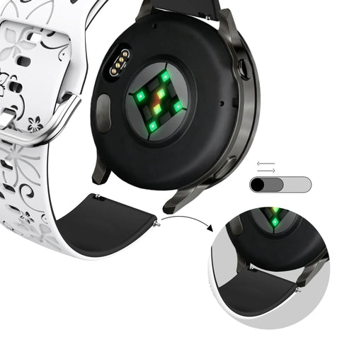 Bandz Bracelet silicone 'Fleurs' Garmin Venu SQ 2 (blanc/noir)