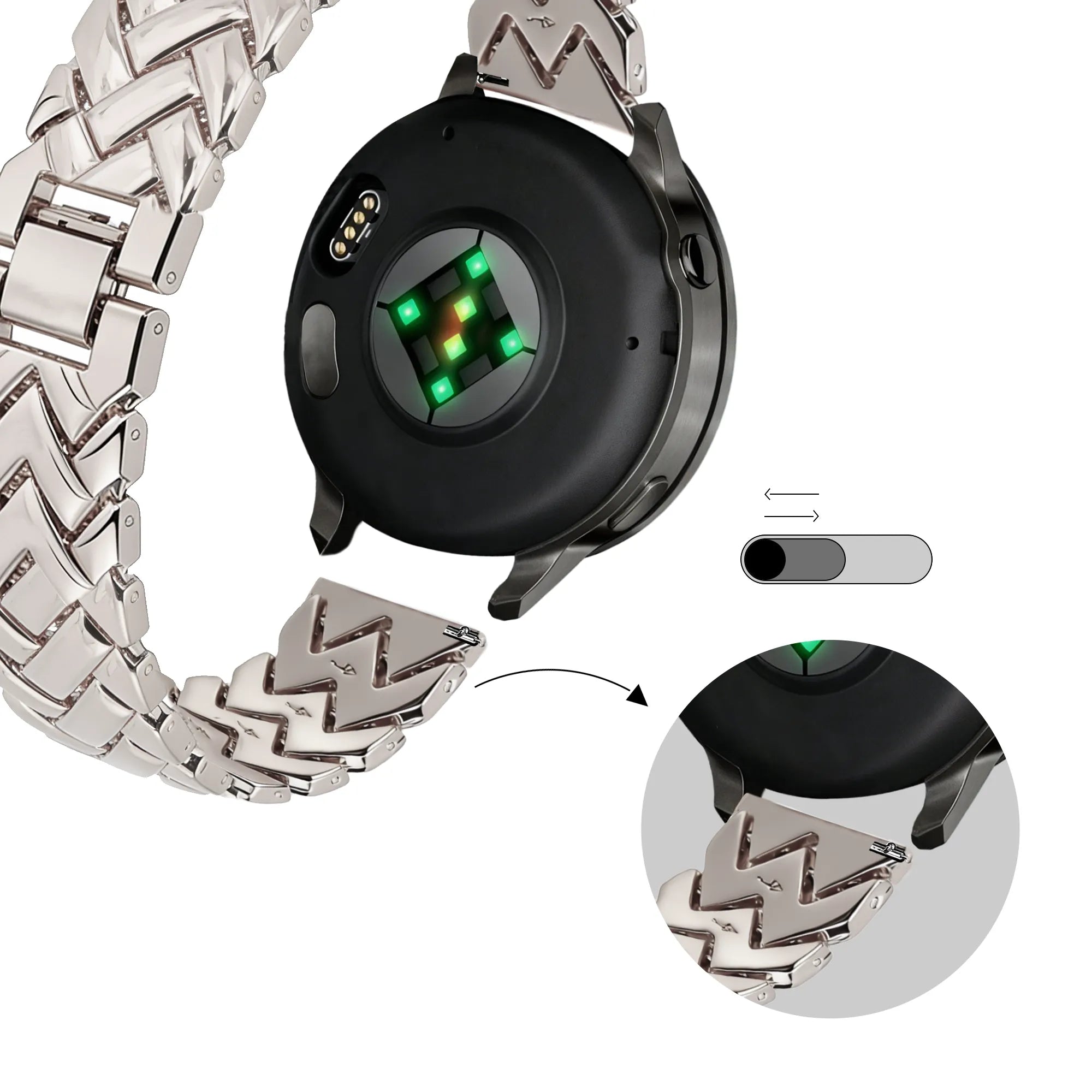 Bandz Bracelet metal 'V-Type' Garmin Venu 2s (lumière stellaire)