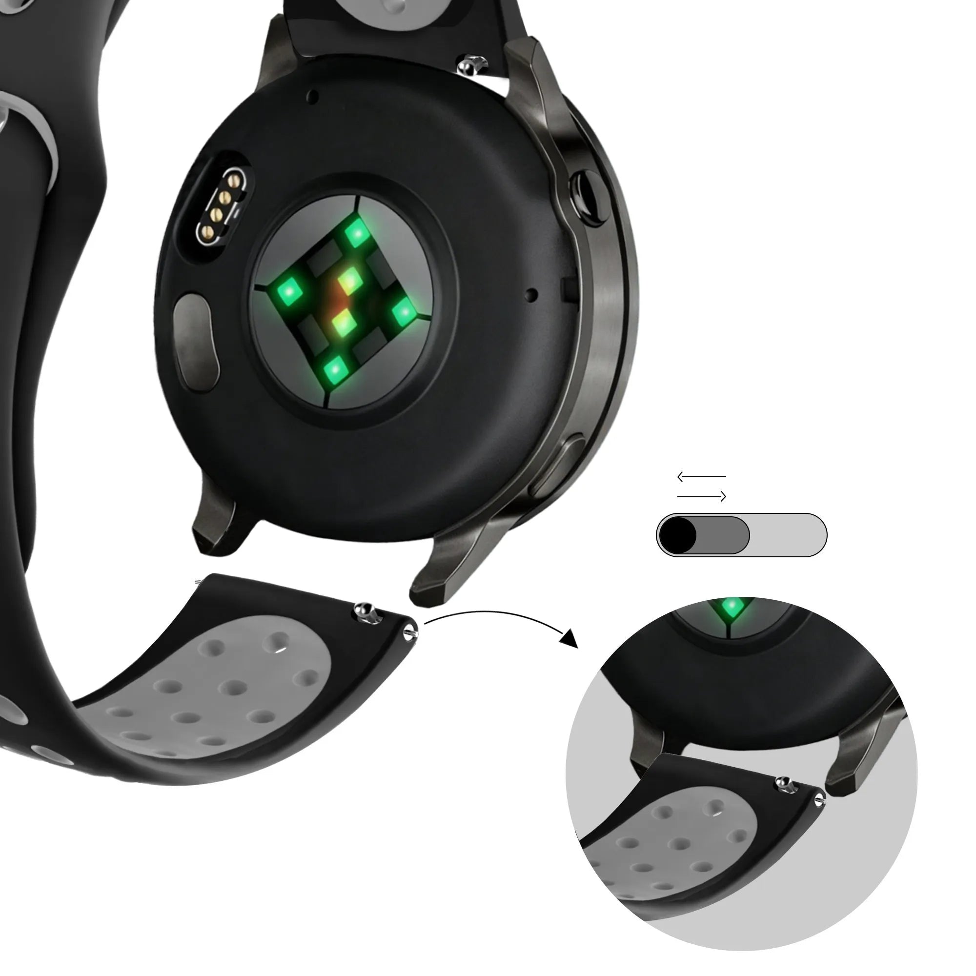 Bandz Bracelet sport 'Deluxe' Garmin Approach S40 (noir/gris)
