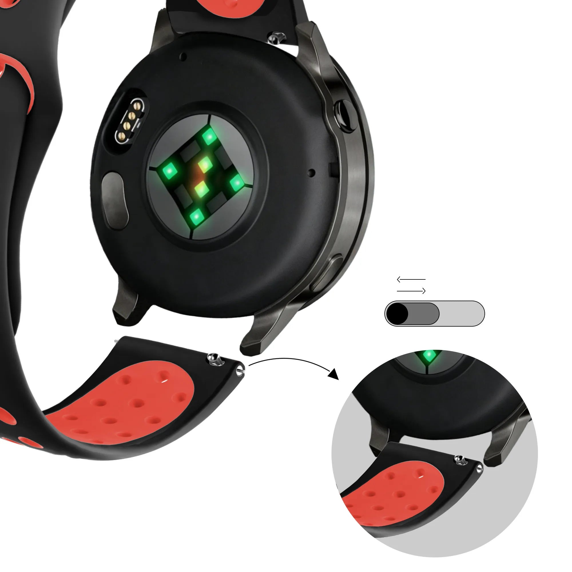 Bandz Bracelet sport 'Deluxe' Garmin Venu SQ 2 (noir/rouge)