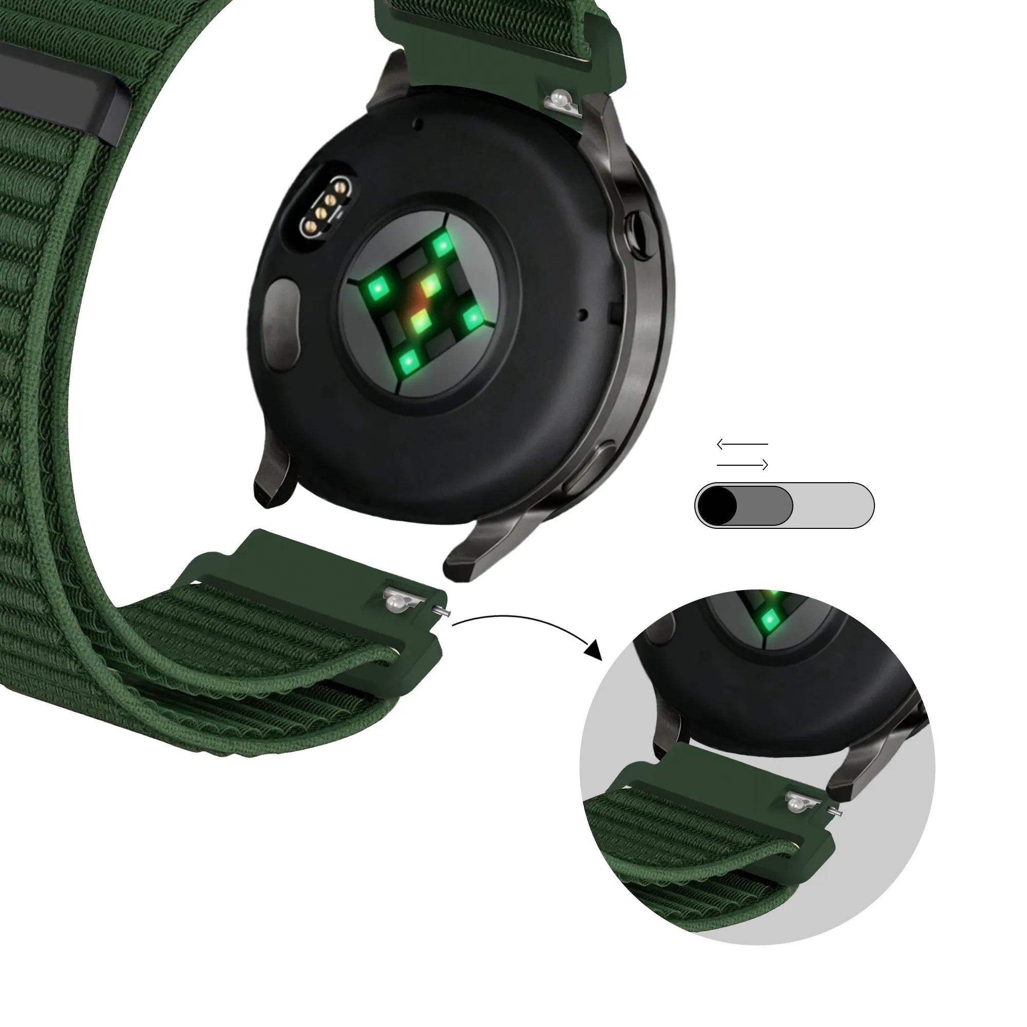 Bandz Bracelet nylon ondulé Garmin Vivoactive 4s (vert foncé)