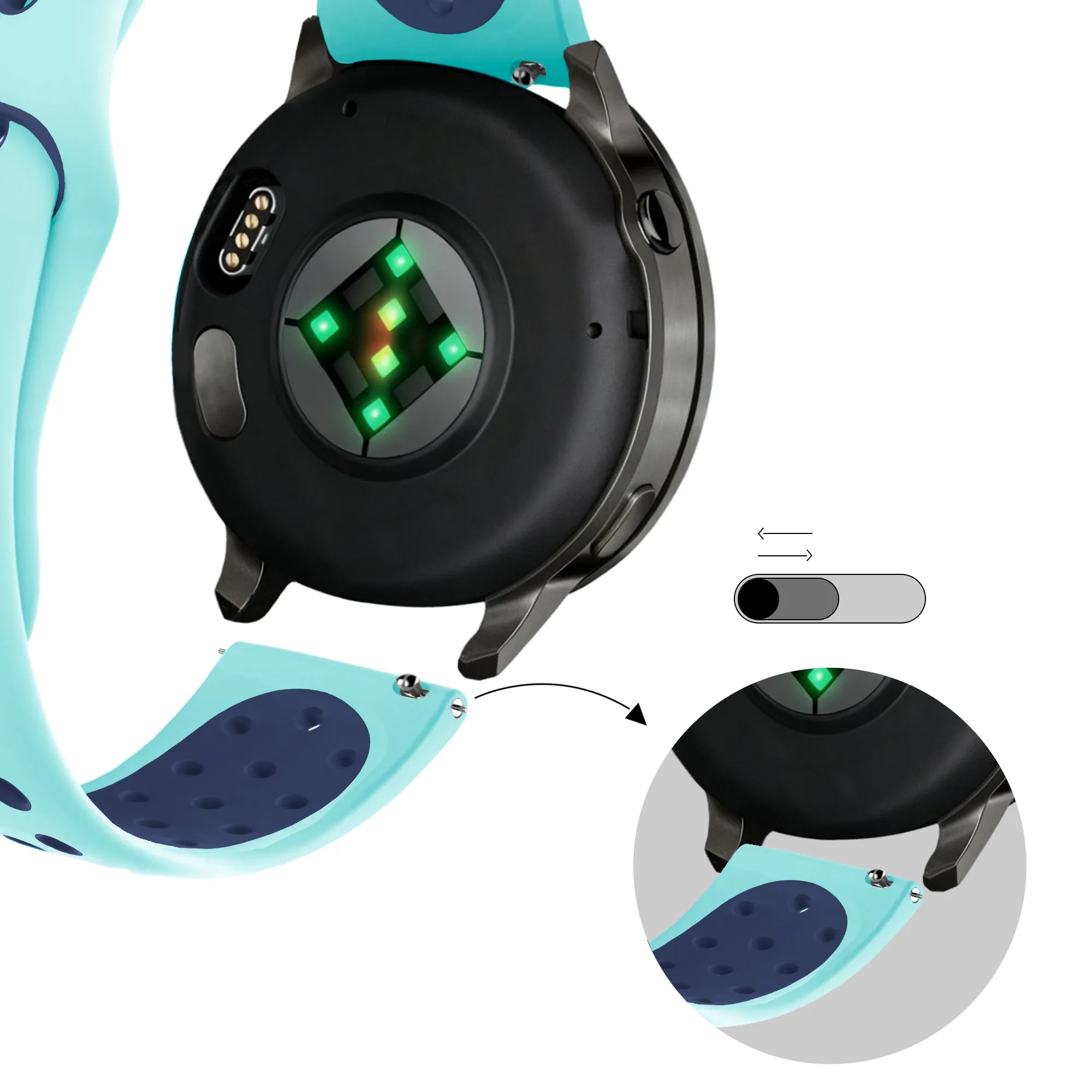 Bandz Bracelet sport 'Deluxe' Garmin Vivomove 3 (bleu turquoise)