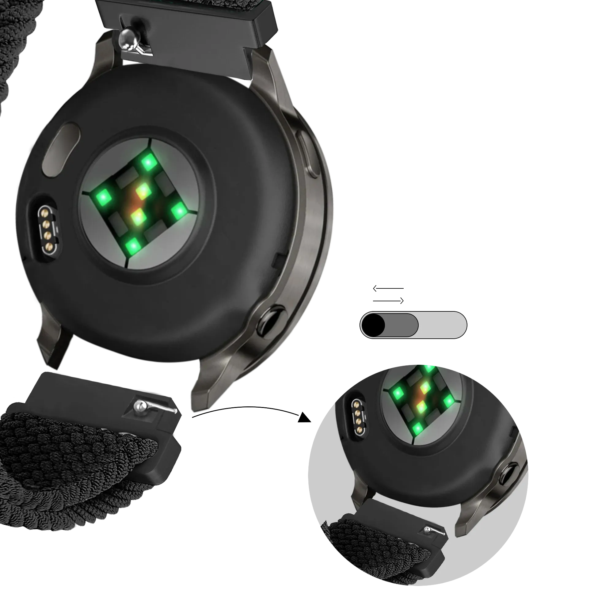 Bandz Bracelet tressé réglable Garmin Forerunner 255s (noir)