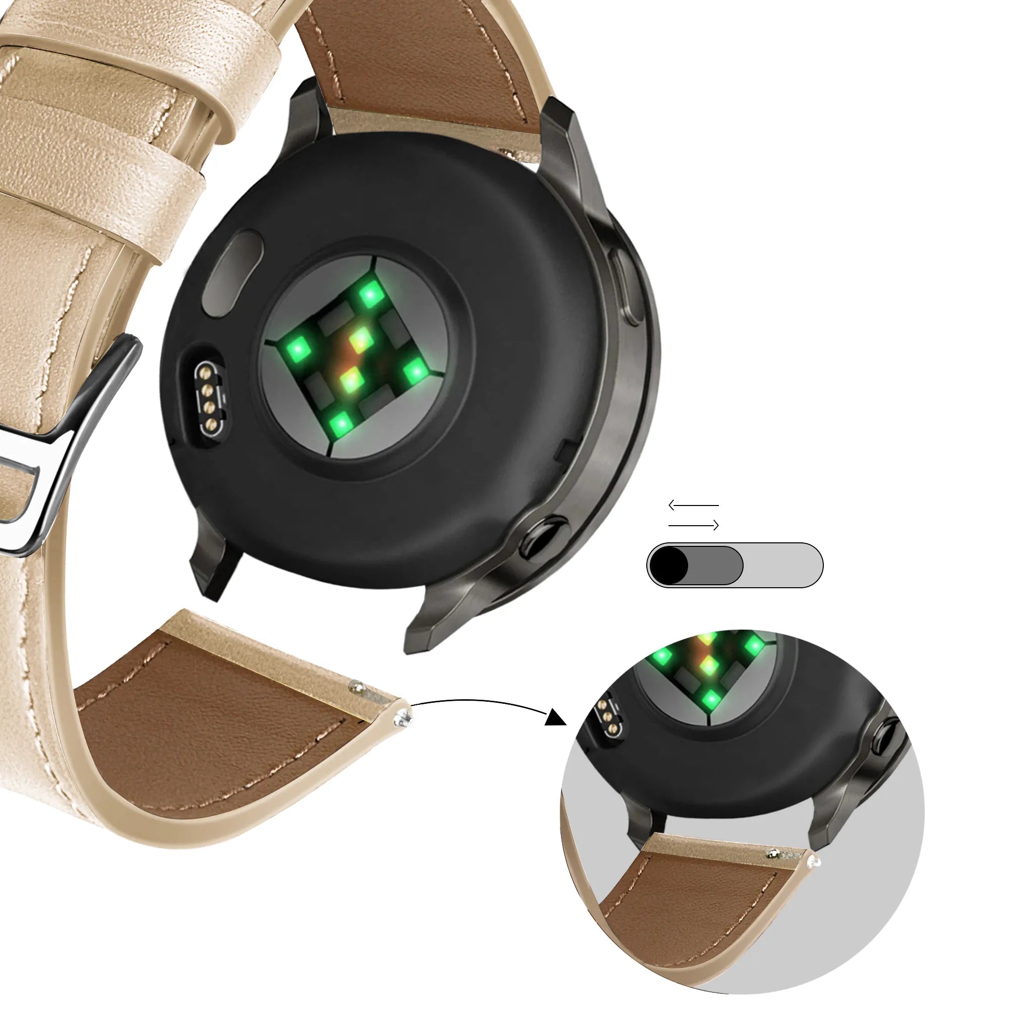 Bandz Bracelet cuir 'Deluxe' Garmin Venu 2s (thé au lait)