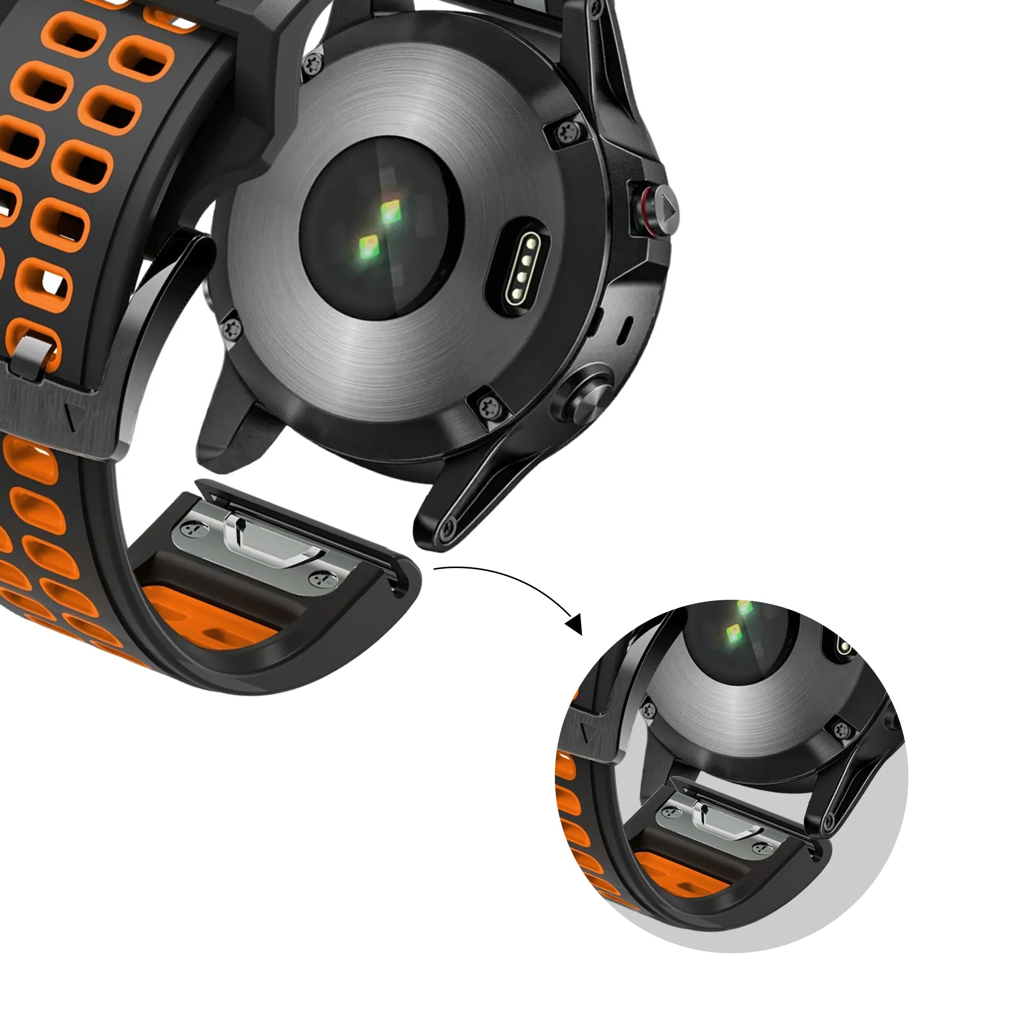Bandz Bracelet sport avec boucle Garmin Descent Mk1 (noir/orange)