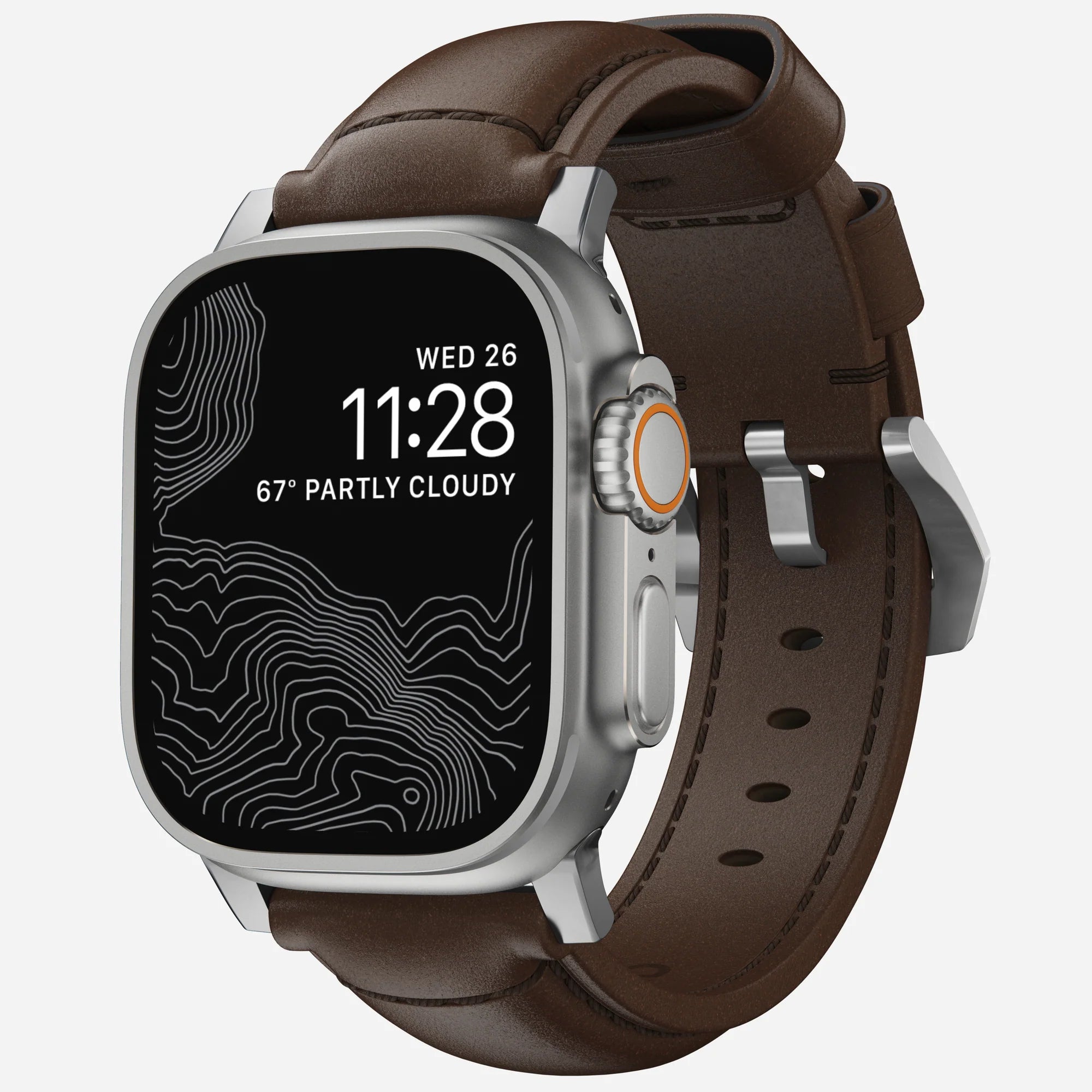 Nomad Bracelet cuir tradicional Apple Watch (marron/argenté)