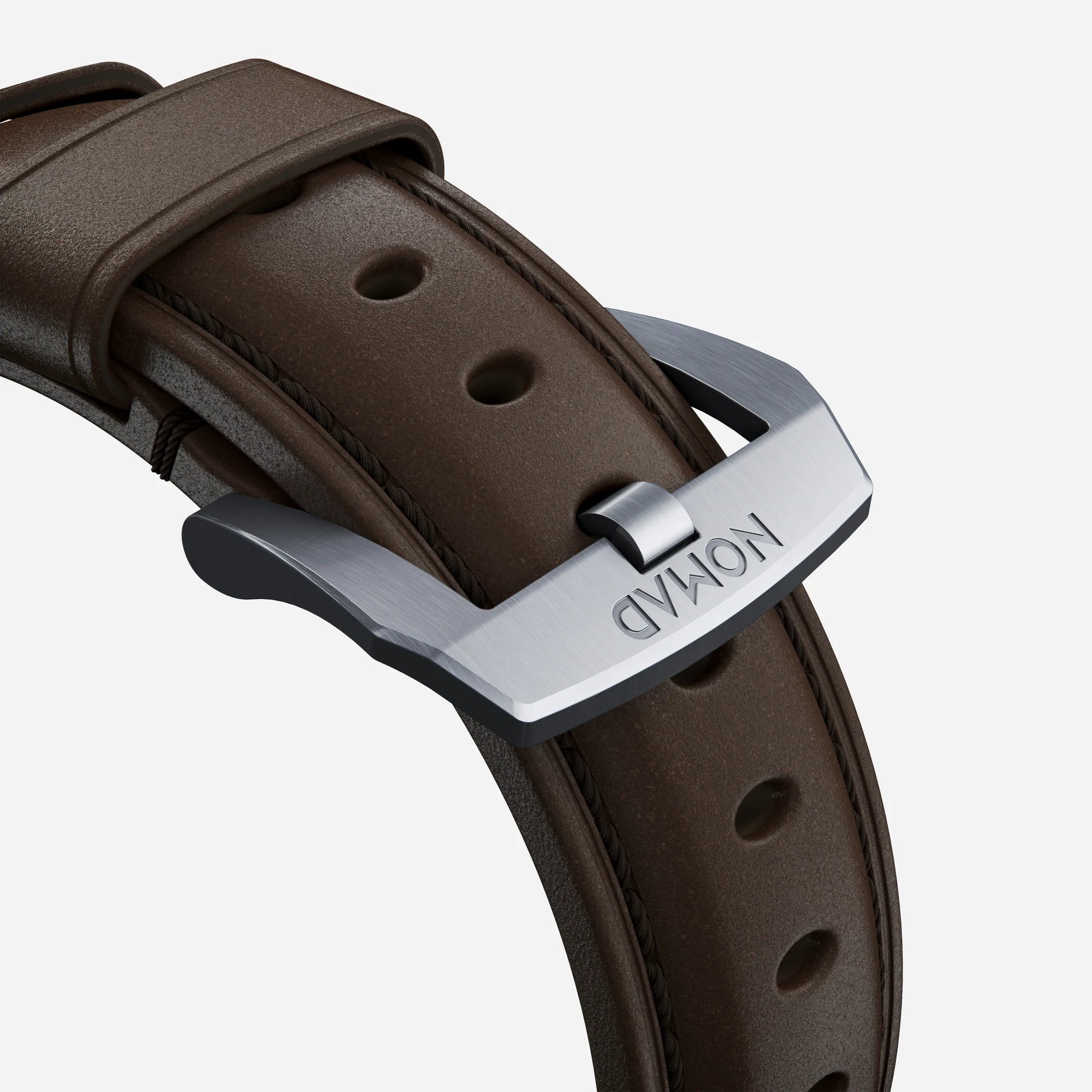 Nomad Traditional Apple Watch Leather Strap (Brown/Silver)