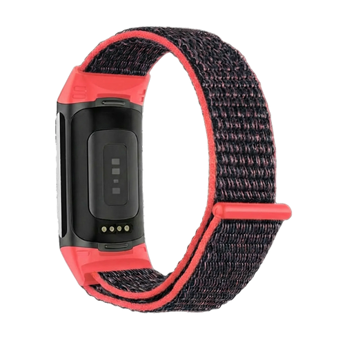 Fitbit Charge 5 Nylon Strap (Red/Black)