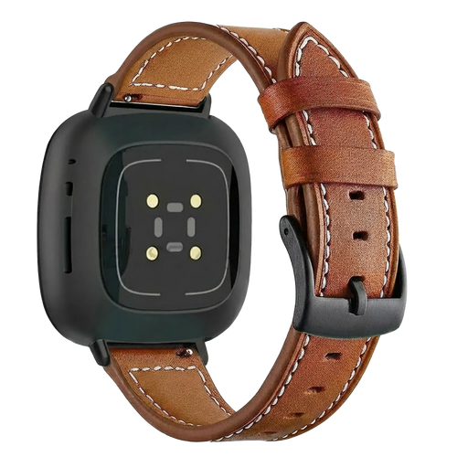 Fitbit Versa 4 Leather Strap (Brown)