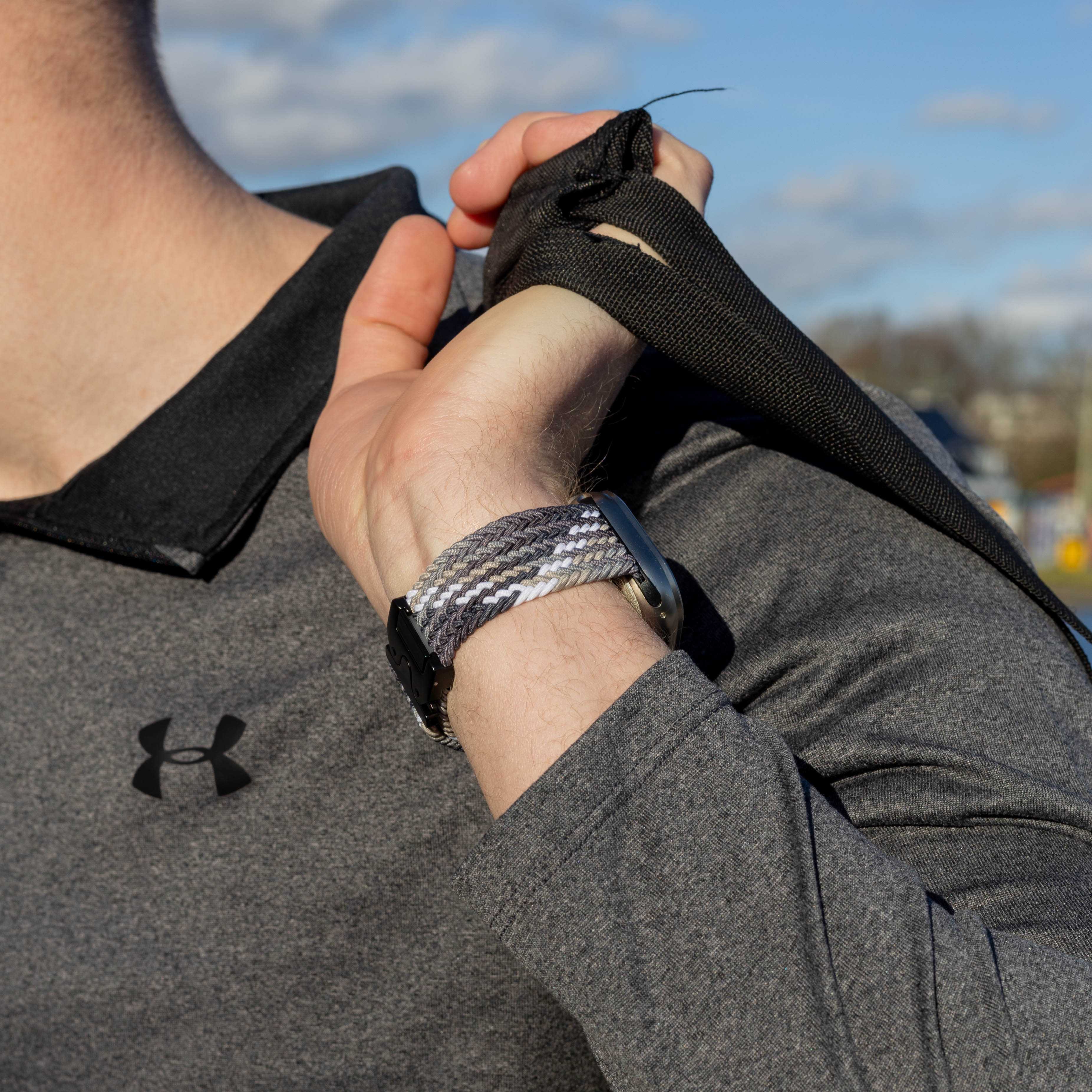 Bandz Bracelet tressé boucle en P Apple Watch Ultra (noir mandala)
