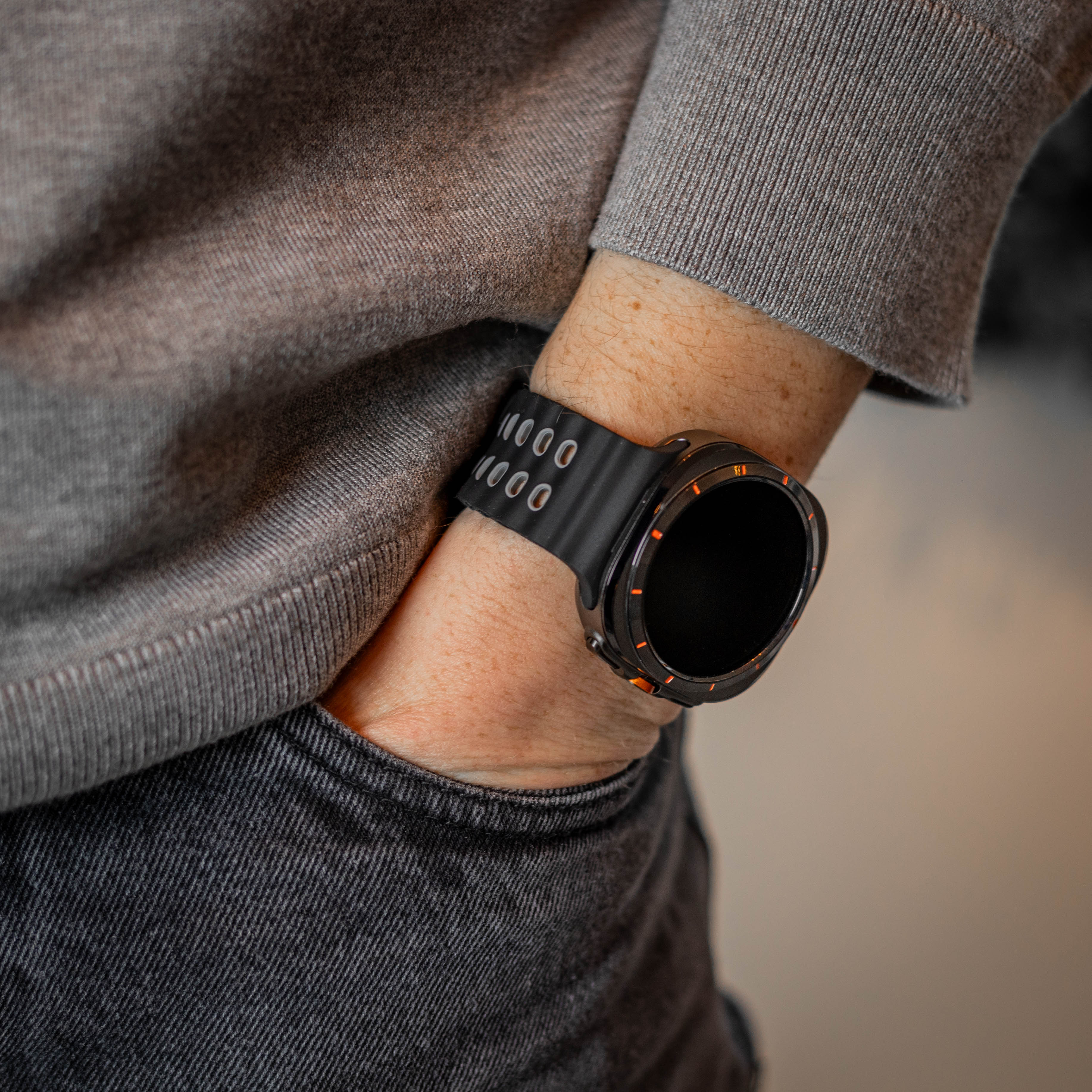 Bracelet silicone Wave Samsung Galaxy Watch Ultra (noir/gris)