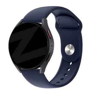 Silicone Sport Strap 'Deluxe', dark blue, on a watch, 3/4 front view