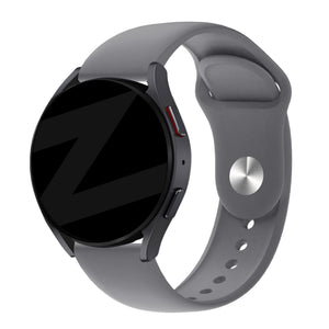 Silicone Sport Strap 'Deluxe', grey, on a watch, 3/4 front view