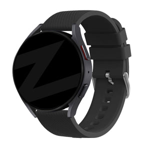 Silicone Strap 'Deluxe', black, on a watch, 3/4 front view