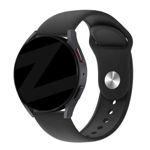 Silicone Sport Strap 'Deluxe', black, on a watch, 3/4 front view