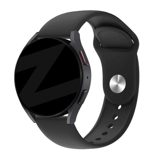 Silicone Sport Strap 'Deluxe', black, on a watch, 3/4 front view