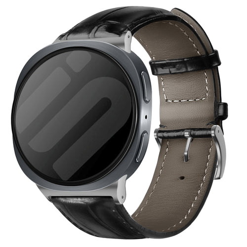 Samsung Galaxy Watch 8 - 44mm Leather Crocodile Strap (Black)