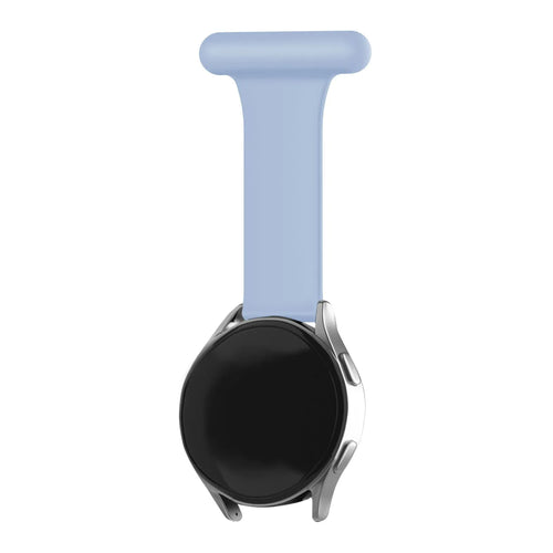 Silicone Nurse Fob, light blue, on a watch, 3/4 front view