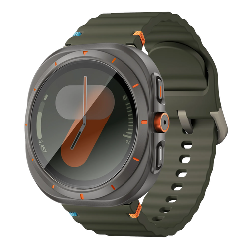 Bandz Samsung Galaxy Watch 7 - 44mm Square PC Case with Glass (Titanium Grey)