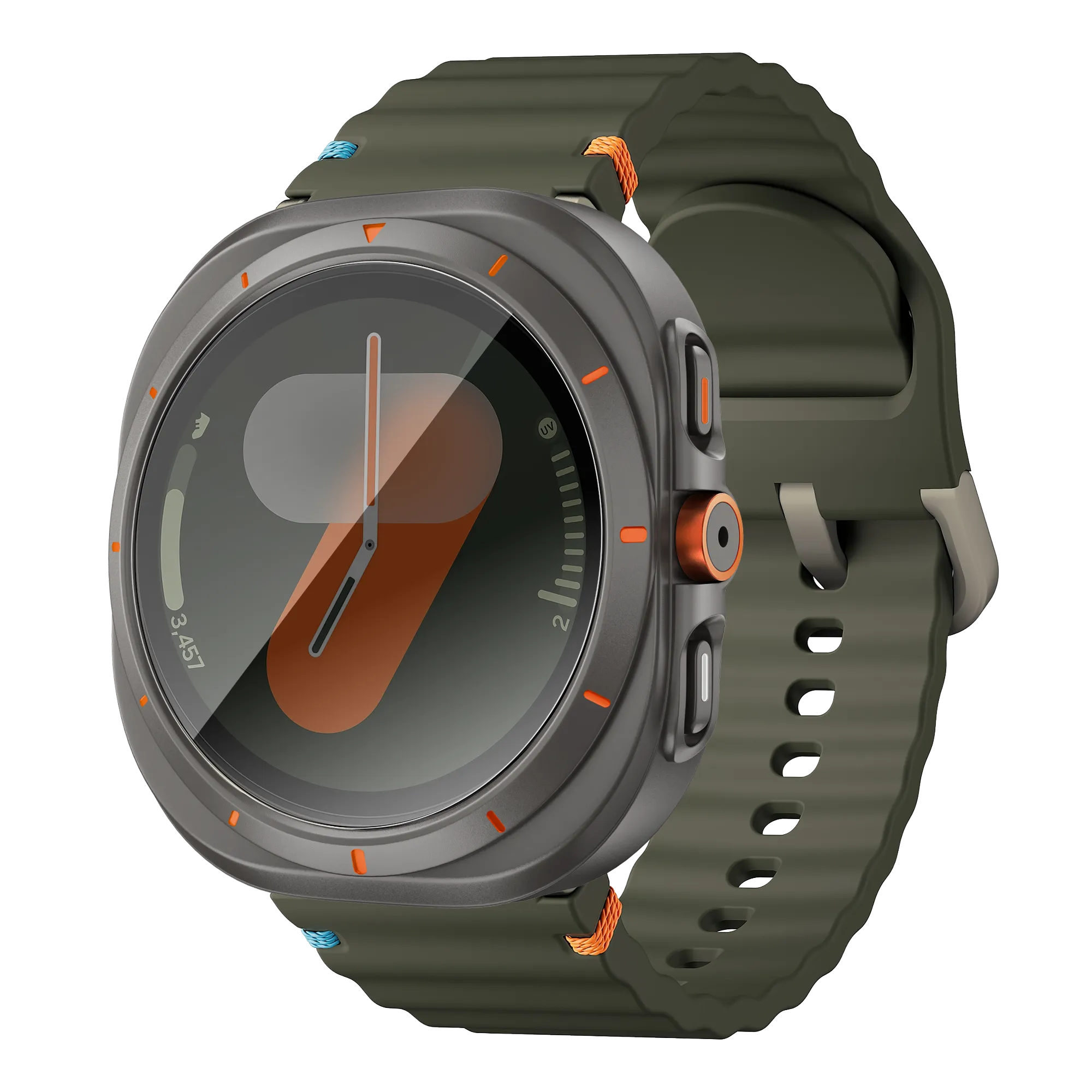Bandz Samsung Galaxy Watch 7 - 44mm Square PC Case with Glass (Titanium Grey)